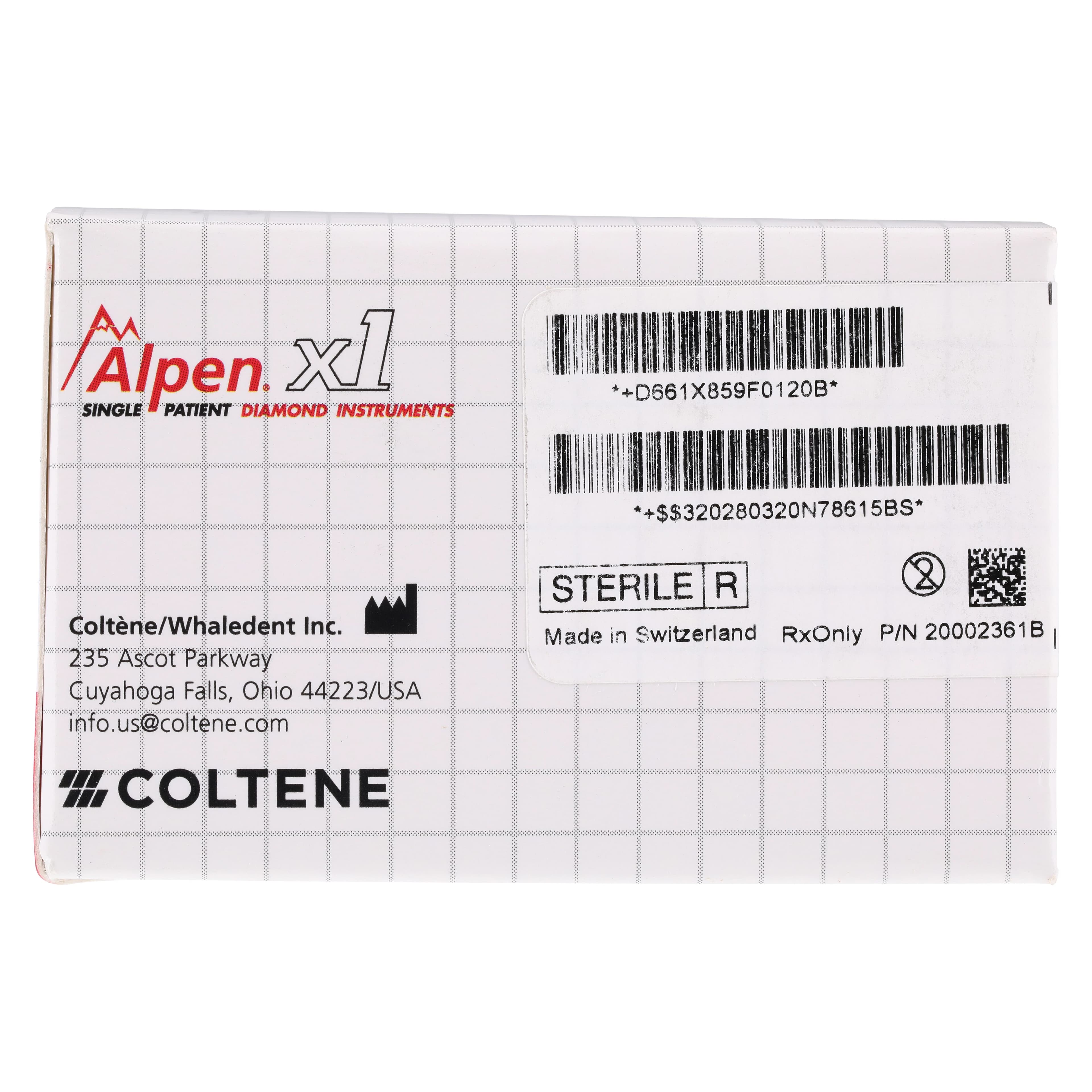 Alpen x1 Sterile Single-Use Diamond Bur, FG, #859-012F, Pointed Cone, Fine, Red, 1.2 mm, 25/Pk, X859F012 thumbnail 7