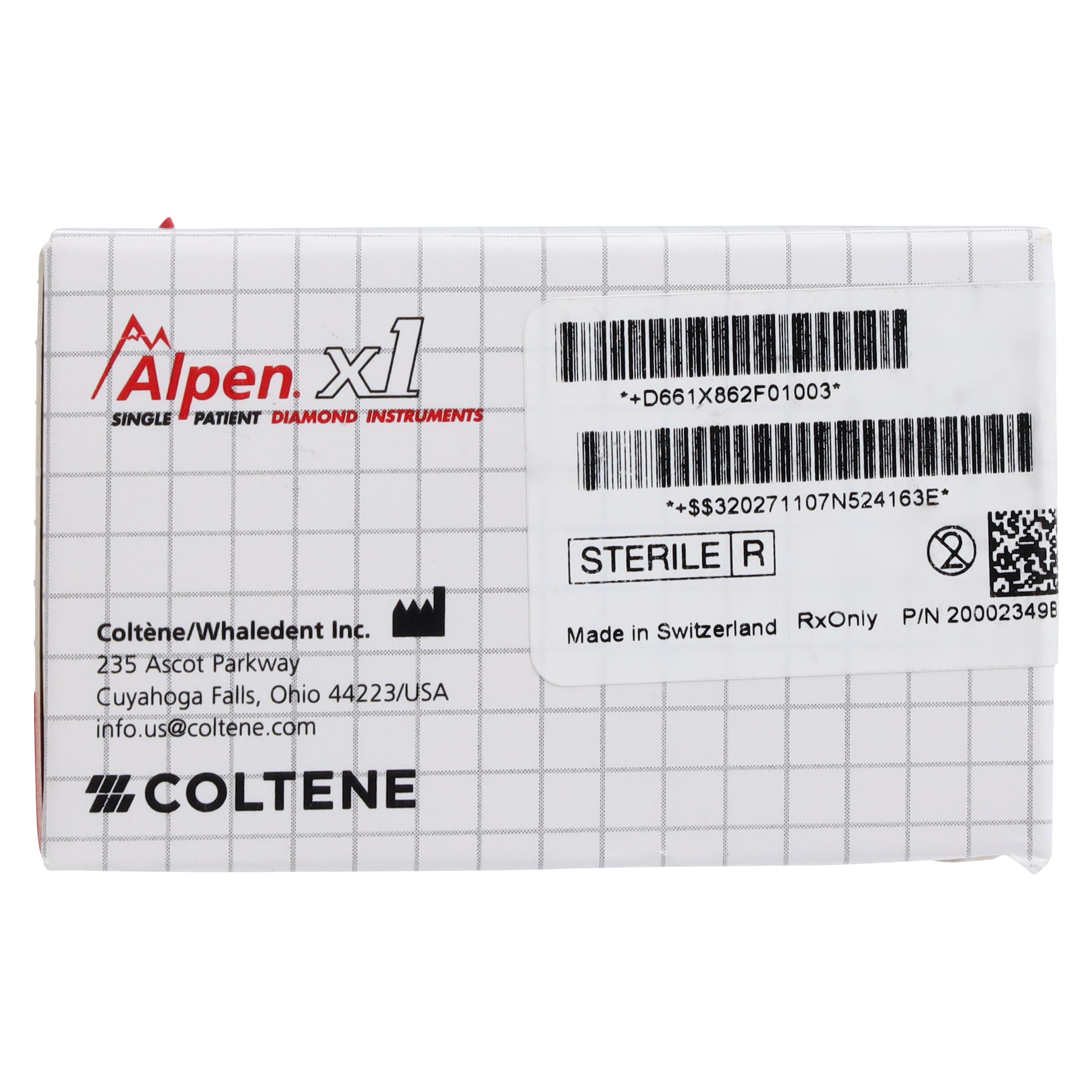 Alpen x1 Single-Use Diamond Bur, FG, Flame #862, Fine Grit, 1.0 mm Diameter, 8.0 mm Length, Red, 25/Pkg, X862F010 thumbnail 7