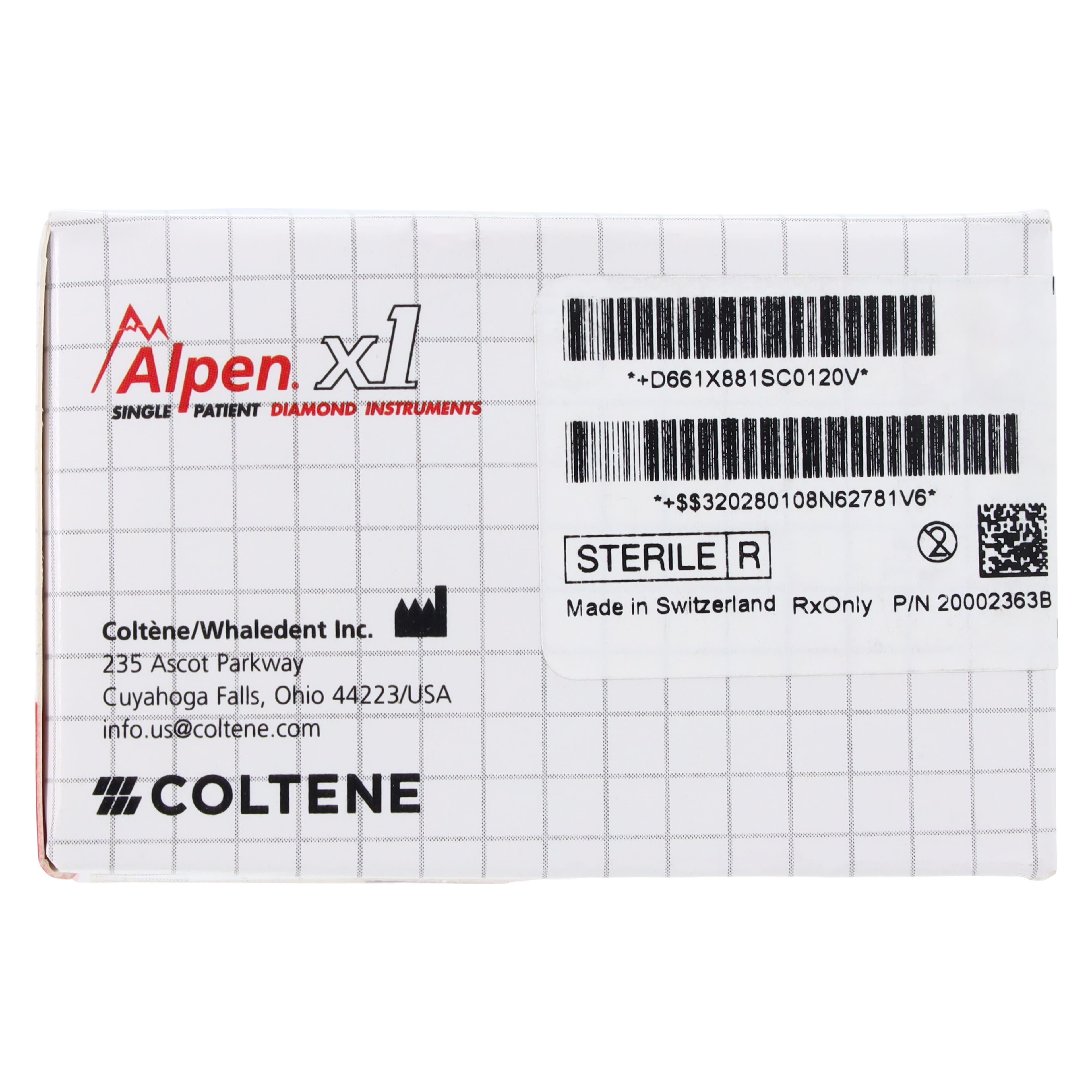 Alpen x1 Single Use Diamond Bur, FG, Round End Cylinder #881-012, Super Coarse, Black, 1.2 mm Diameter, 8.0 mm Length, 25/Pkg thumbnail 5