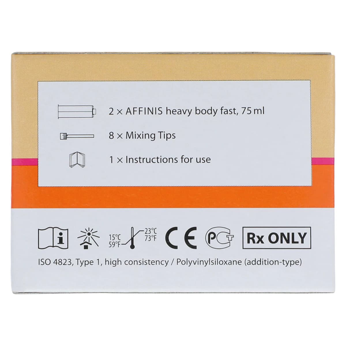 Affinis System 75 Tray A-Silicone Impression Material, Heavy Body, Fast Set, 75 ml Cartridges, Caramel, 2/Pk, C6620 thumbnail 4