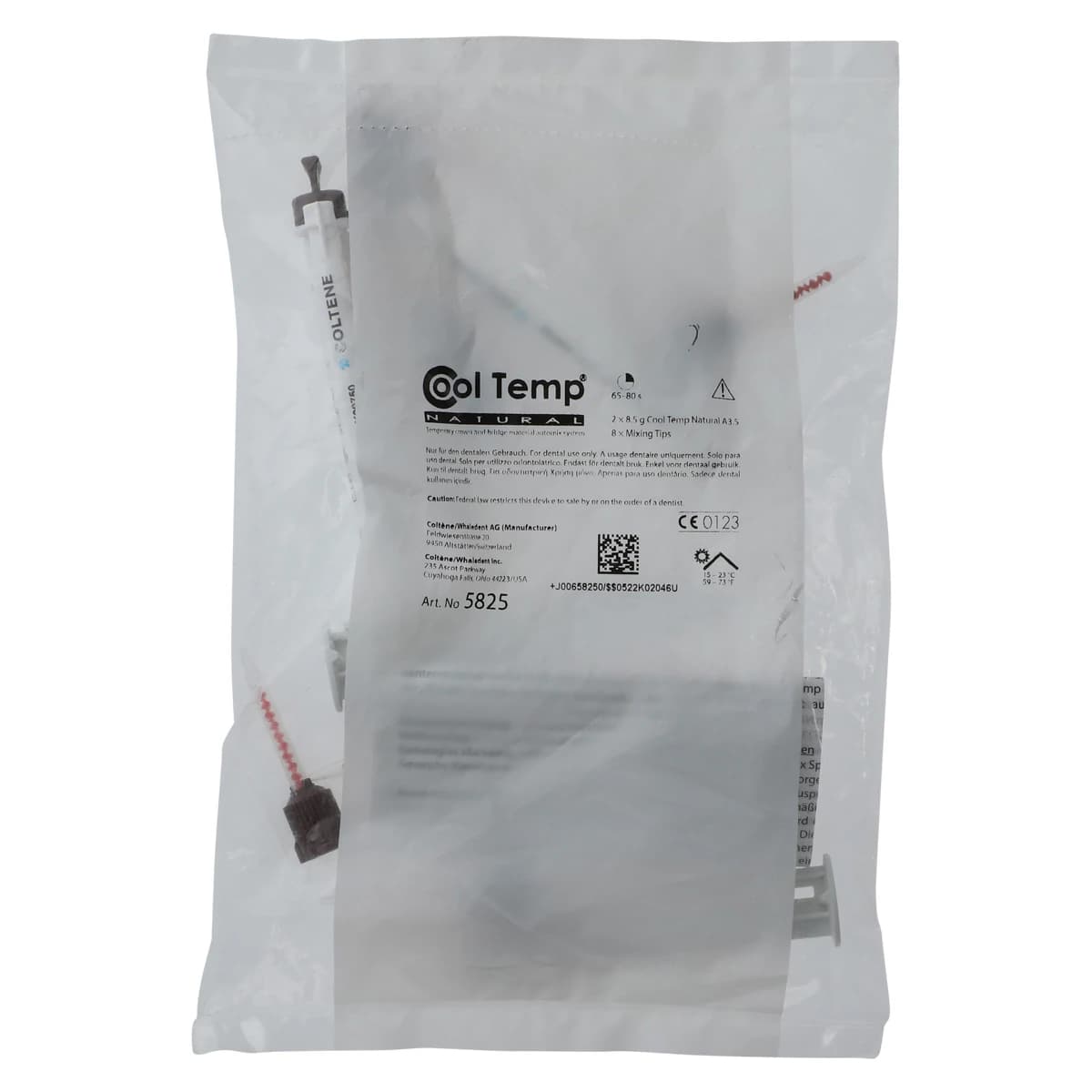 Cool Temp Natural A3.5 Automix Temporary Crown & Bridge Material, 5 mL Syringe Refill, 2 Syringes with Mixing Tips, 5825 - Cool Temp A3.5 2-5 ml Syringes 8 Mix Tips - Image 1