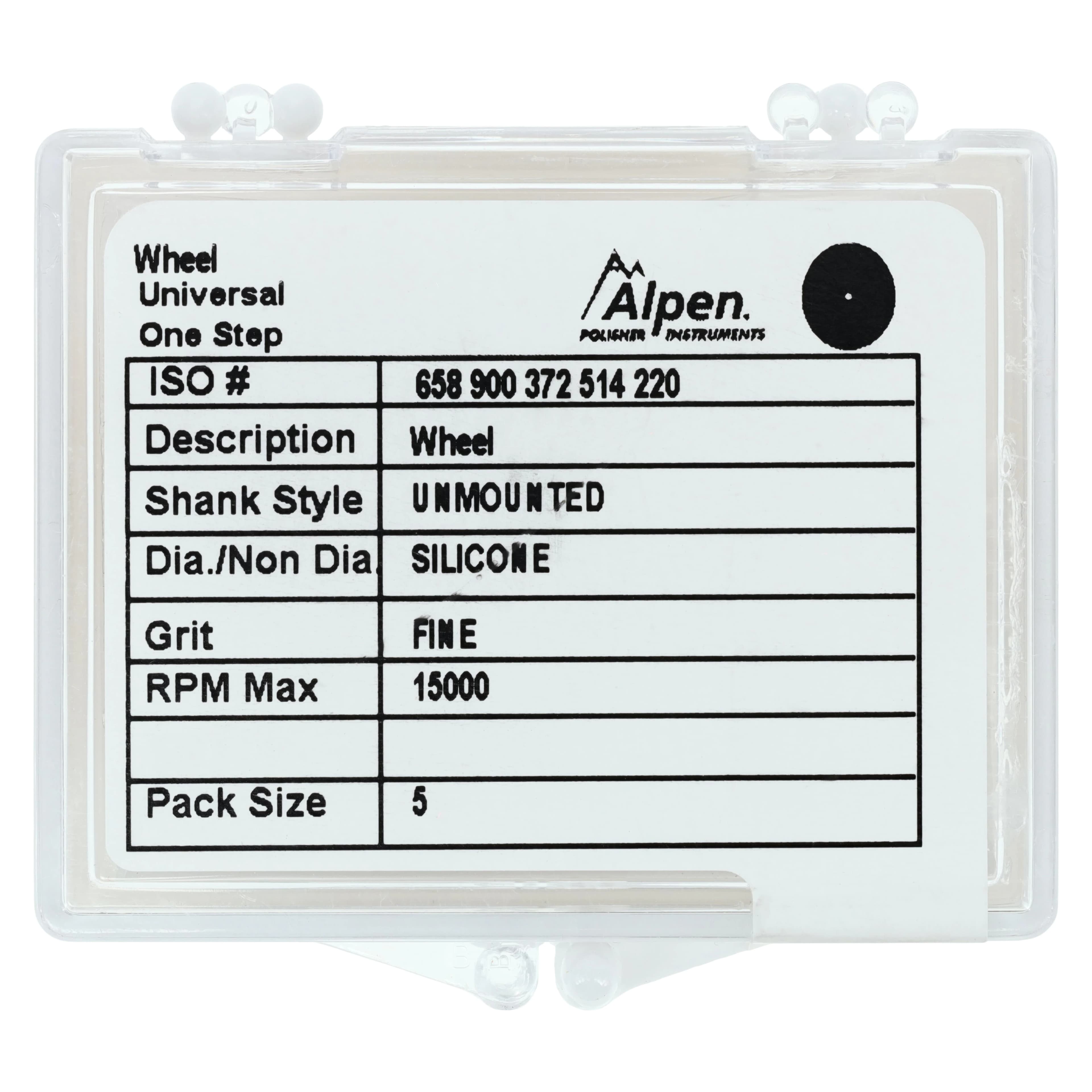 Alpen Ceramic Polisher, Standard Wheel, Unmounted (UM), Fine, 5/Pkg, 230161UM - Alpen Ceramic Polishers - Alpen Polisher Ceramic 5/Pkg Wheel Fine UM - Image 1