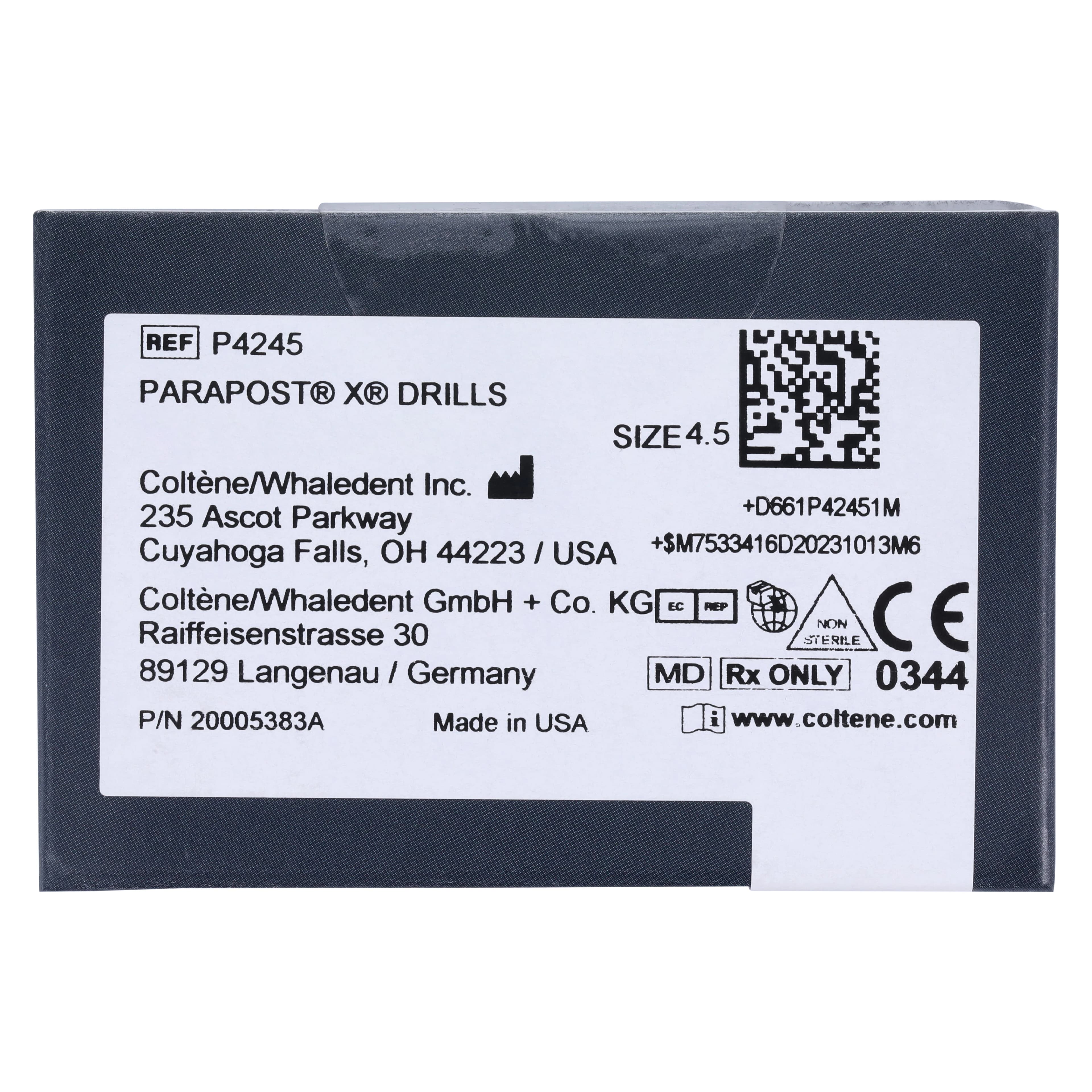ParaPost X-System Two-Fluted Drills, Size 4.5, 0.045", Blue, 1.14 mm, 3/Pk, P4245 thumbnail 2