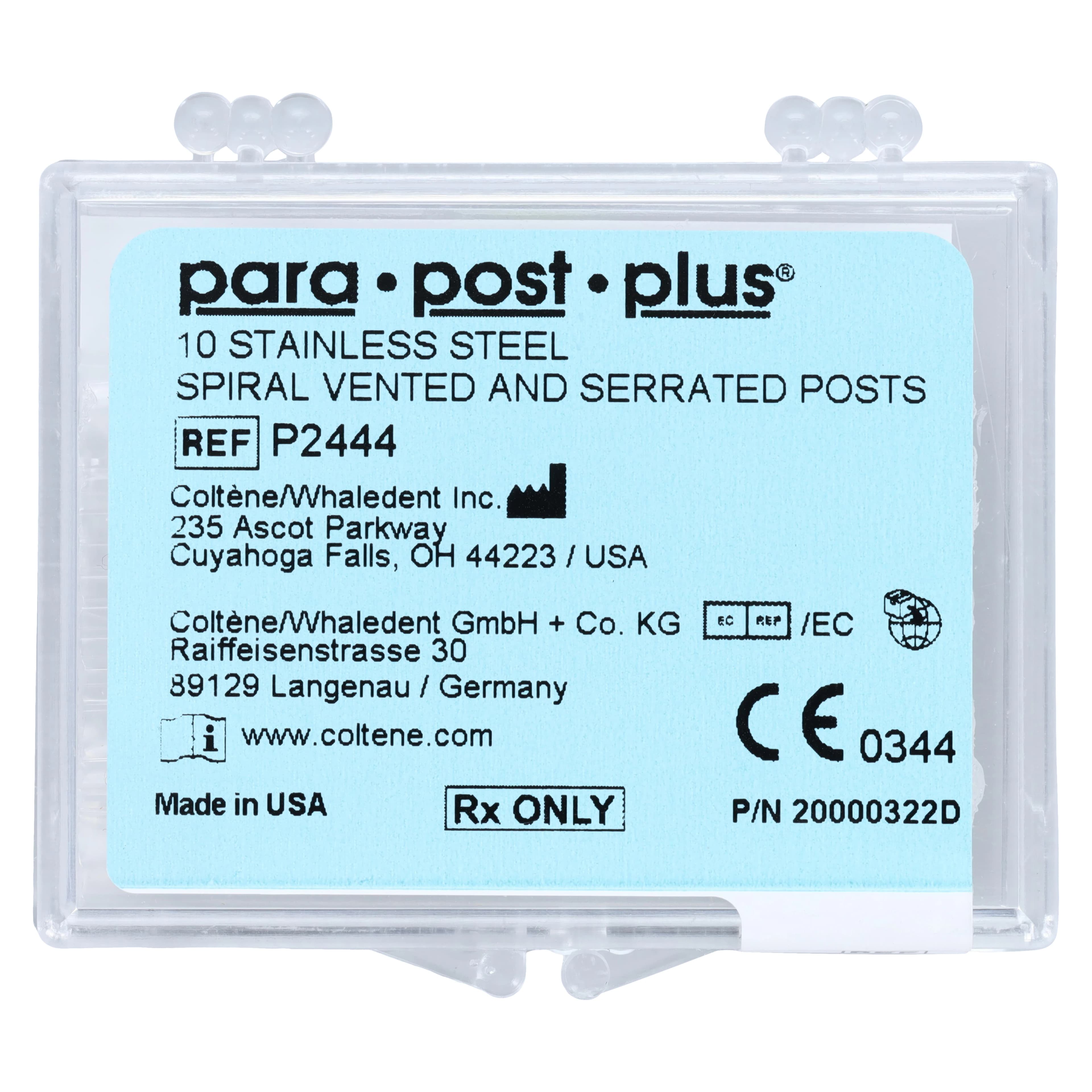 ParaPost Plus Stainless Steel Endodontic Posts, Size 4, .040" (1.0mm), Yellow, 10/Pk, P244-4 - ParaPost Plus Posts, Stainless Steel, Yellow, 10/Pk, P2444 - Image 1