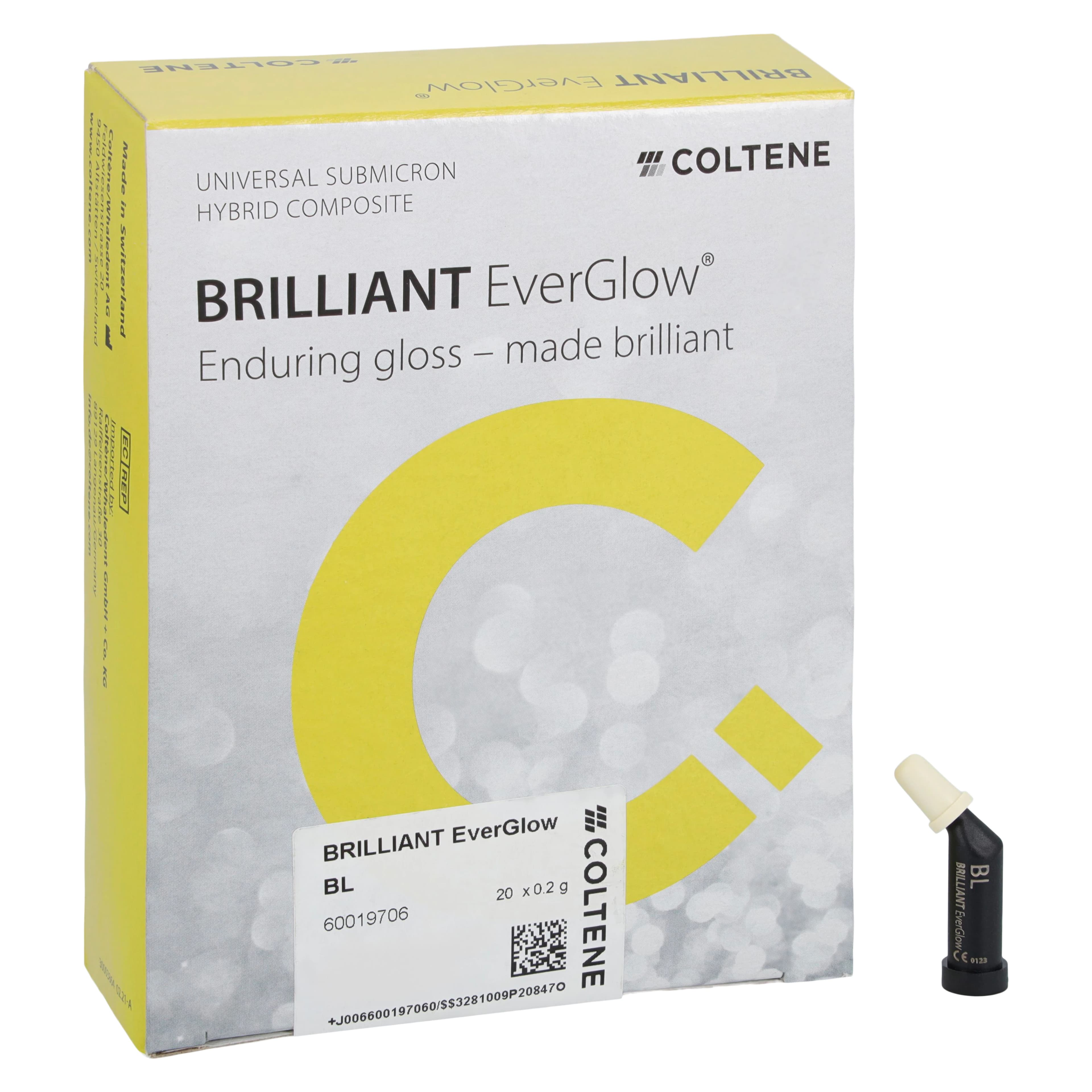 Brilliant EverGlow Universal Hybrid Composite, Bleach (BL) Shade, 0.2 g Tips, 20/Pk, 60019706 - Brilliant EverGlow Bleach (BL) Tips 0.2 g, 20/Pk. Low Viscosity Universal - Image 1