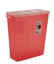 SharpStar Multi-Purpose Sharps Container with Hinged Rotor Lid, 3 Gallon, Transparent Red, 13.75"H x 6"D x 13.75"W, 8527R - SharpStar Sharps Containers, with Hinged Rotor Lids, 3 Gal, Transparent Red, 1/Pk, 8527R - Image 1