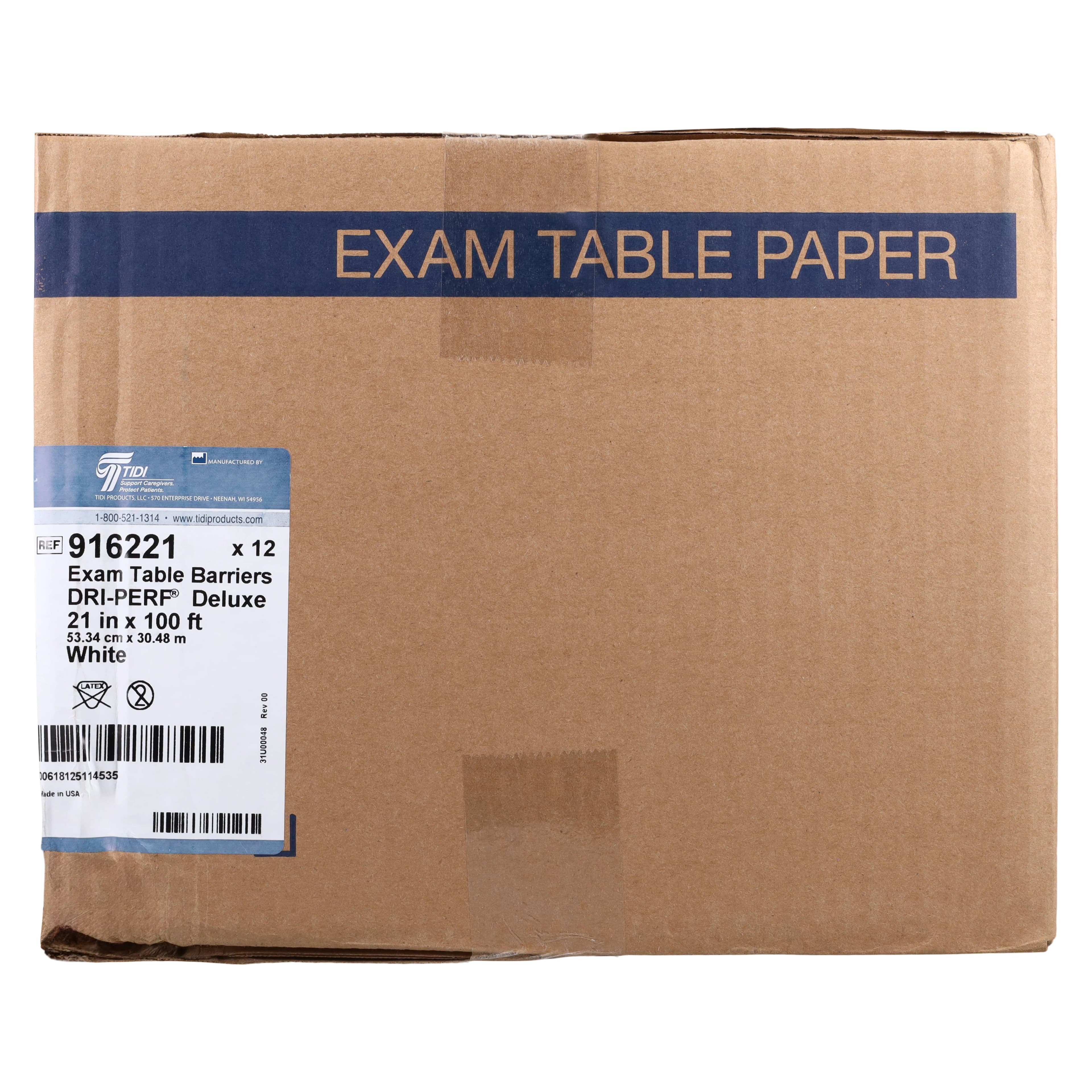 TIDI Fabricel Perforated Exam Table Barrier Paper, White, 21 in x 100 ft, Latex Free, 12 Rolls/Case, 916221 thumbnail 2