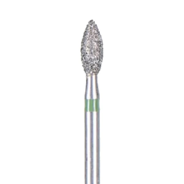 BluWhite Diamond™ Bur FG #630C, Coarse, Football/Occlusal, Friction Grip, 2.3 mm Diameter, 5.2 mm Length, Green Ring, 5/Pkg - BluWhite Diamond™ Burs – FG, Football, 5/Pkg - Coarse, Green, Occlusal, # 630C, 2.3 mm Diameter, 5.2 mm Length - Image 1