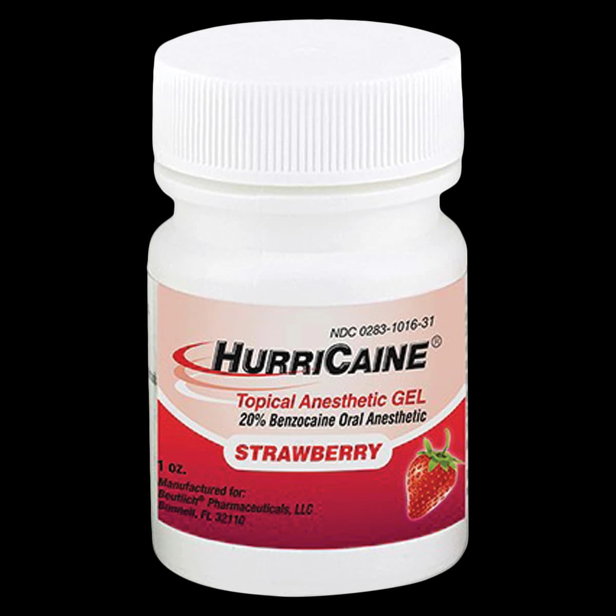 HurriCaine Topical Anesthetic Gel, 20% Benzocaine, Strawberry, 1 oz Jar - HurriCaine® Topical Anesthetic Gel 1 oz Jar - Image 1