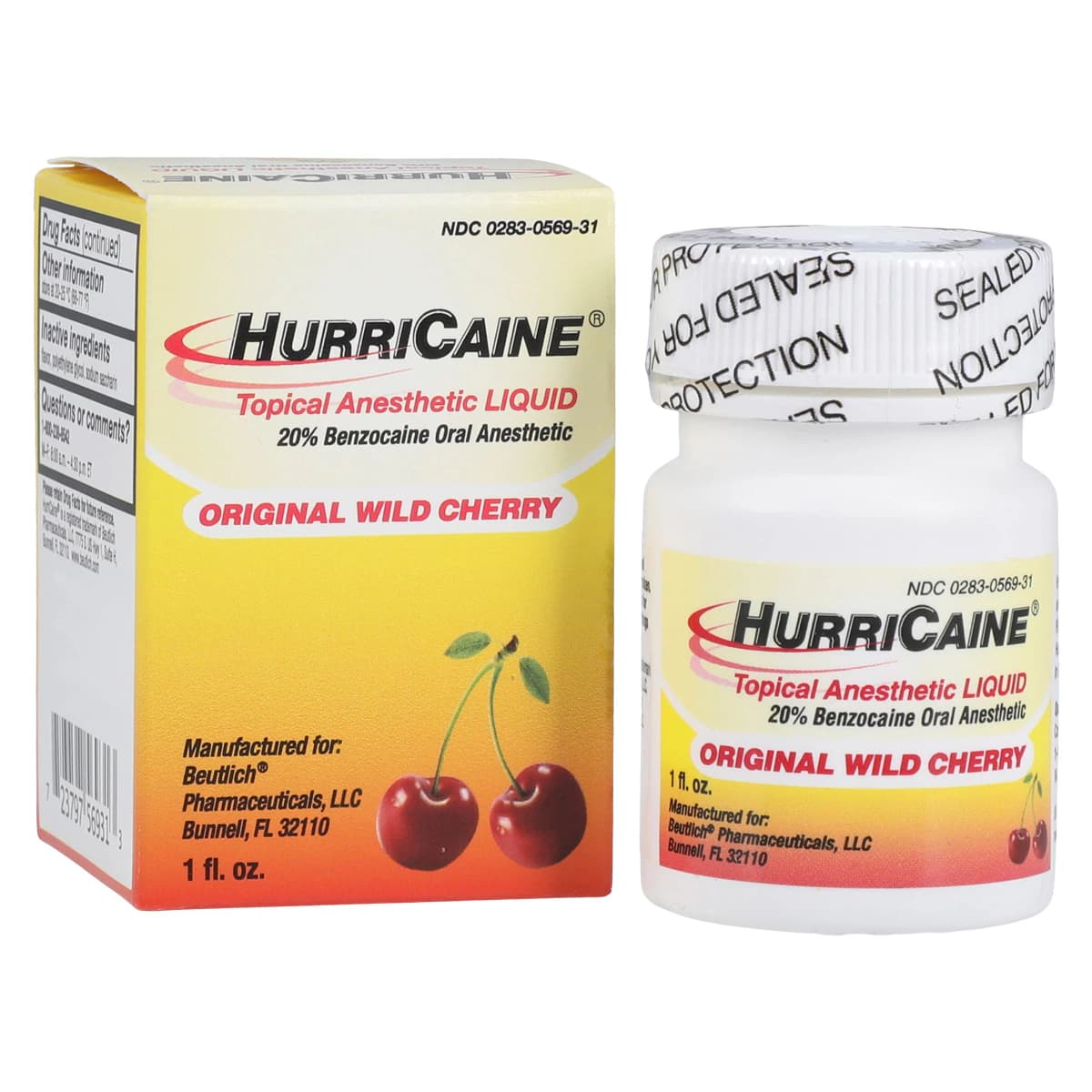 HurriCaine Topical Anesthetic Liquid, 20% Benzocaine, Wild Cherry, 1 oz Jar thumbnail 2