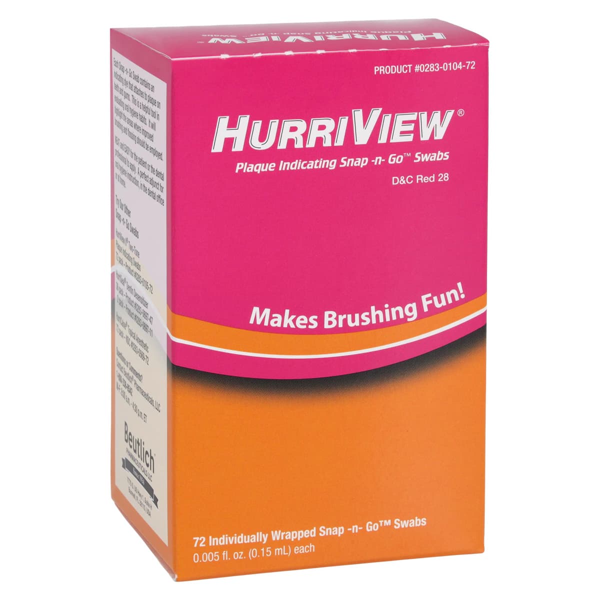 HurriView Plaque Indicating Snap-N-Go Swabs, Disclosing Solution, 0.15 mL, Individually Wrapped, Red, 72/Box - HURRIVIEW PLAQUE INDICATING SNAP-N-GO SWABS (72) - Image 1