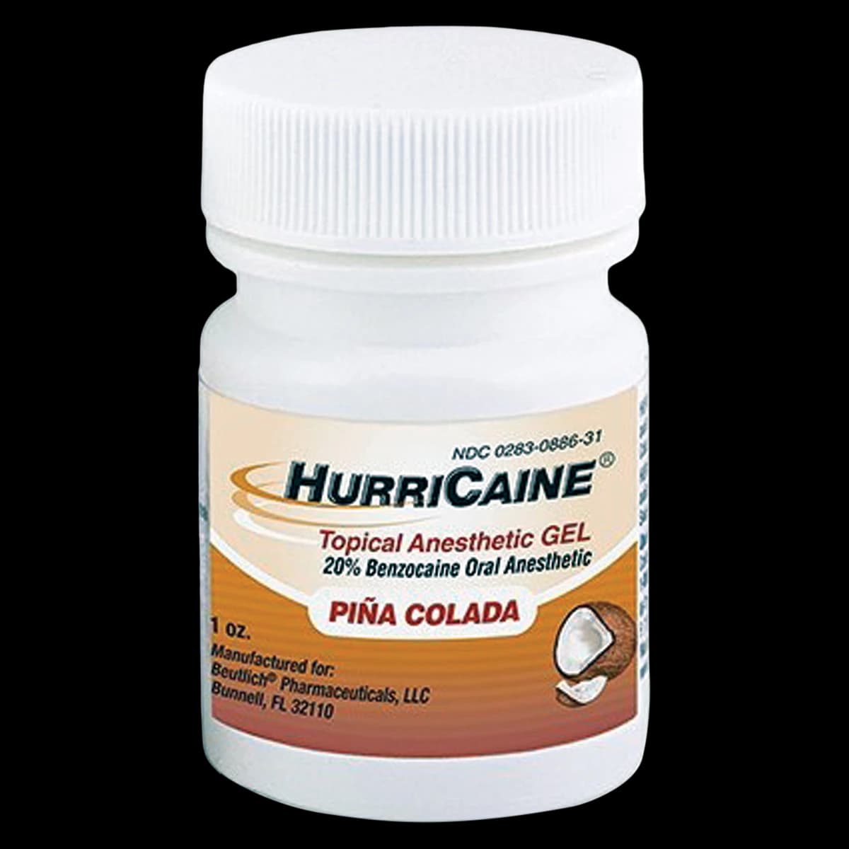 HurriCaine Topical Anesthetic Gel, 20% Benzocaine, Pina Colada, 1 oz Jar - HurriCaine® Topical Anesthetic Gel 1 oz Jar - Image 1