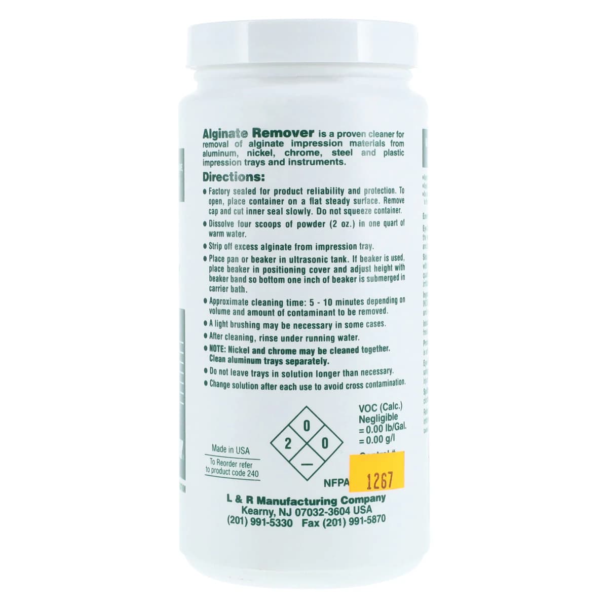 L&R Alginate Remover Ultrasonic Cleaning Powder with Scoop, 675 g Jar, 240 thumbnail 2