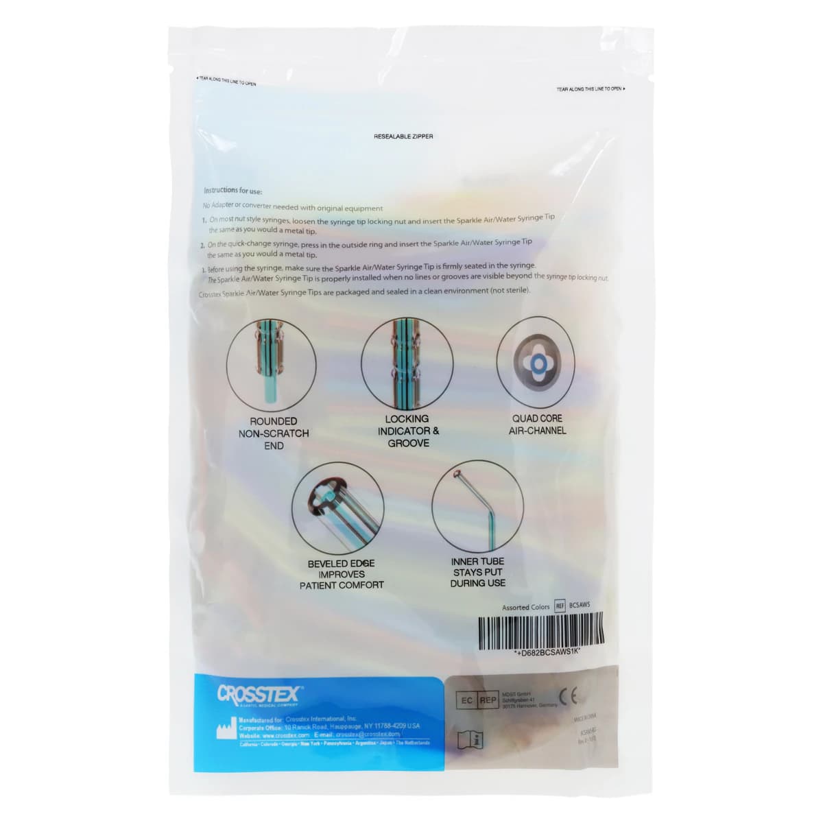 Sparkle Disposable Air/Water Syringe Tips, Assorted Translucent Colors, 250/Bag, BCSAWS thumbnail 2