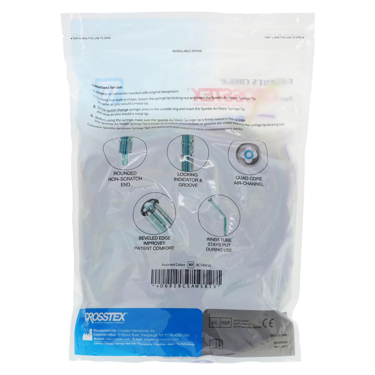Sparkle Disposable Air/Water Syringe Tips, Assorted Translucent Colors, 1500/Bag, BCSAWSB thumbnail 3