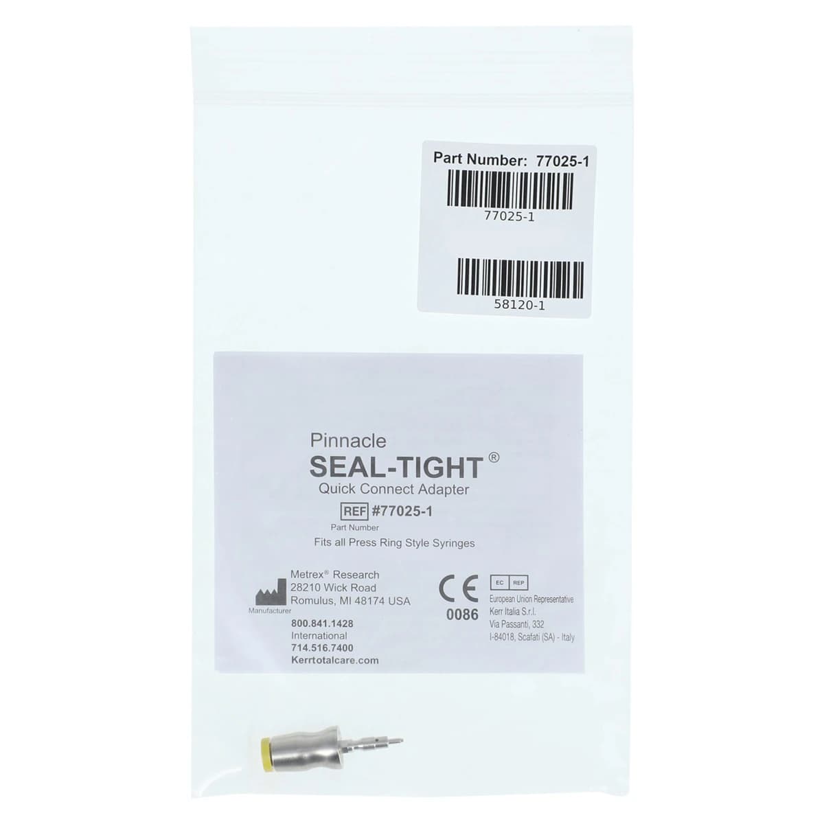 Kerr TotalCare Seal-Tight Quick-Connect Adapter, Type P, Press Ring Style, Disposable, 1/Pack, 77025-1 - Seal-Tight Air/Water Syringe Tips P Type - Image 1