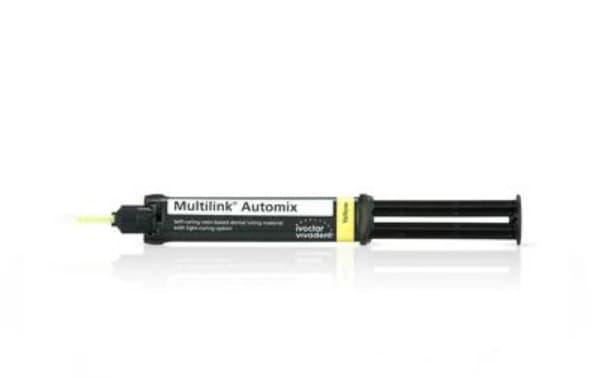 Multilink Automix NG Self-Curing Resin Cement Refill, Yellow, 9 g Syringe, 615217WW - Multilink Automix Cement - Image 1