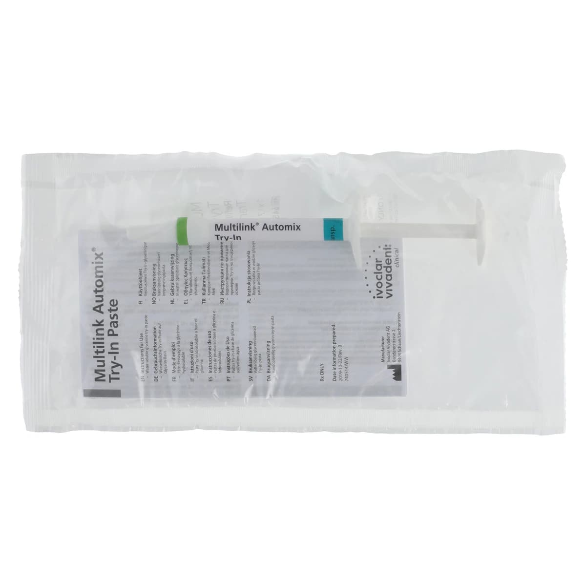 Multilink® Automix NG Try-In Refill Paste Syringe, 1.7g, Transparent, 645956WW thumbnail 2