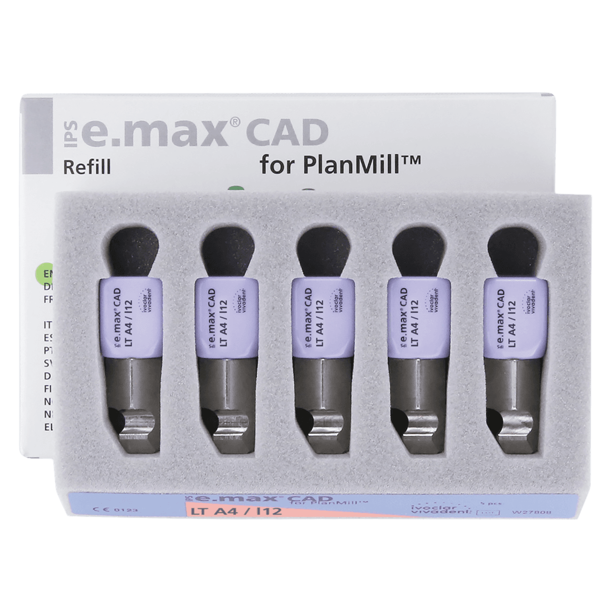 IPS e.max CAD PlanMill LT A4 I12 Milling Blocks, Low Translucency, Shade A4, 5/Box thumbnail 2