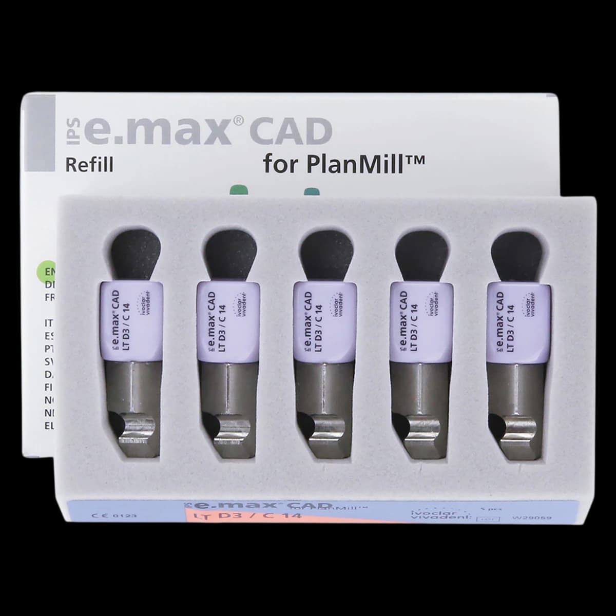 IPS e.max CAD PlanMill LT D3 C14 Milling Blocks, Low Translucency, Shade D3, 5/Box thumbnail 2