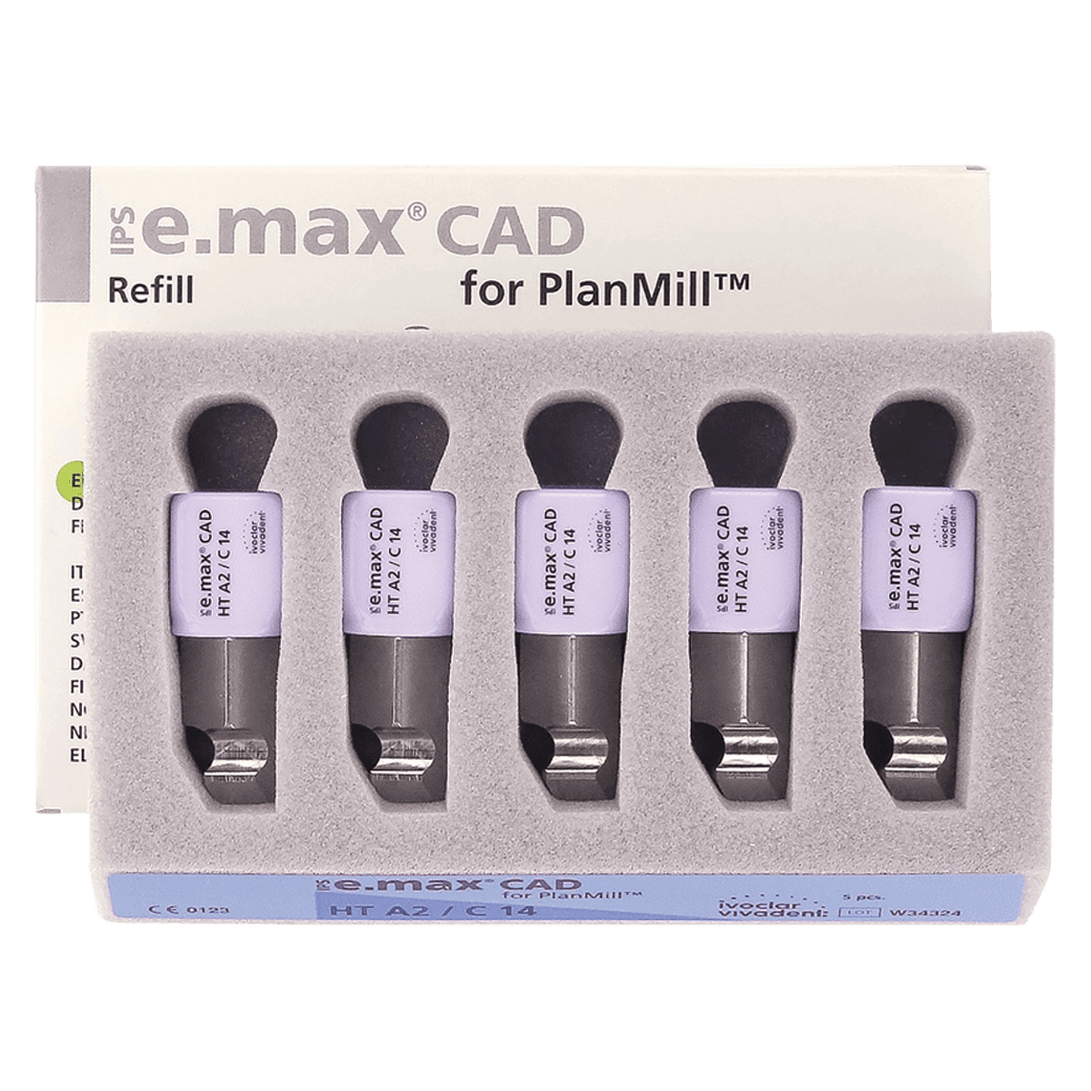 IPS e.max CAD PlanMill HT A2 C14 Milling Blocks, High Translucency, Lithium Disilicate, 5/Box thumbnail 2