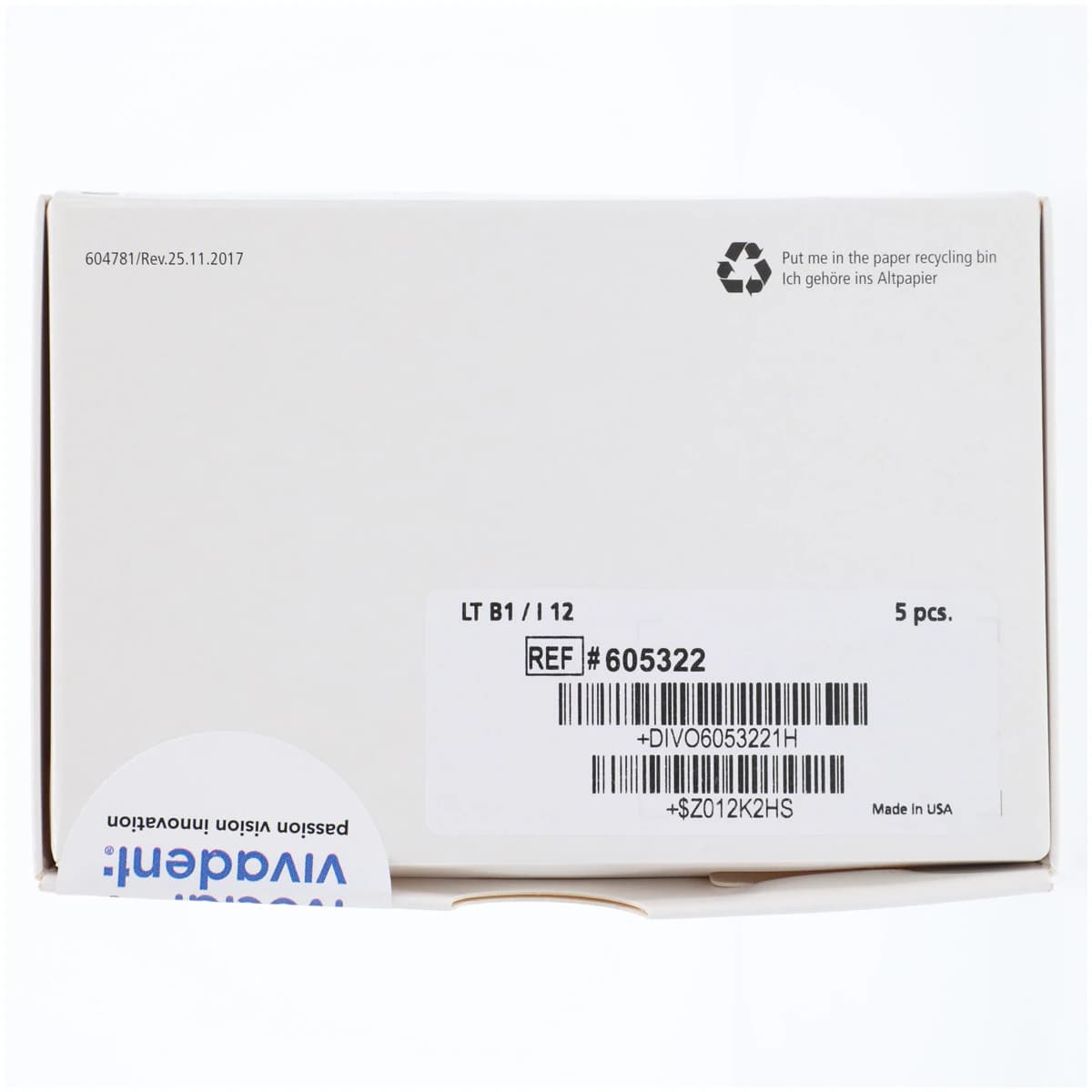 IPS e.max CAD CEREC/inLab LT Milling Block, Shade B1, Size I12, Low Translucency, 5/Pkg thumbnail 6