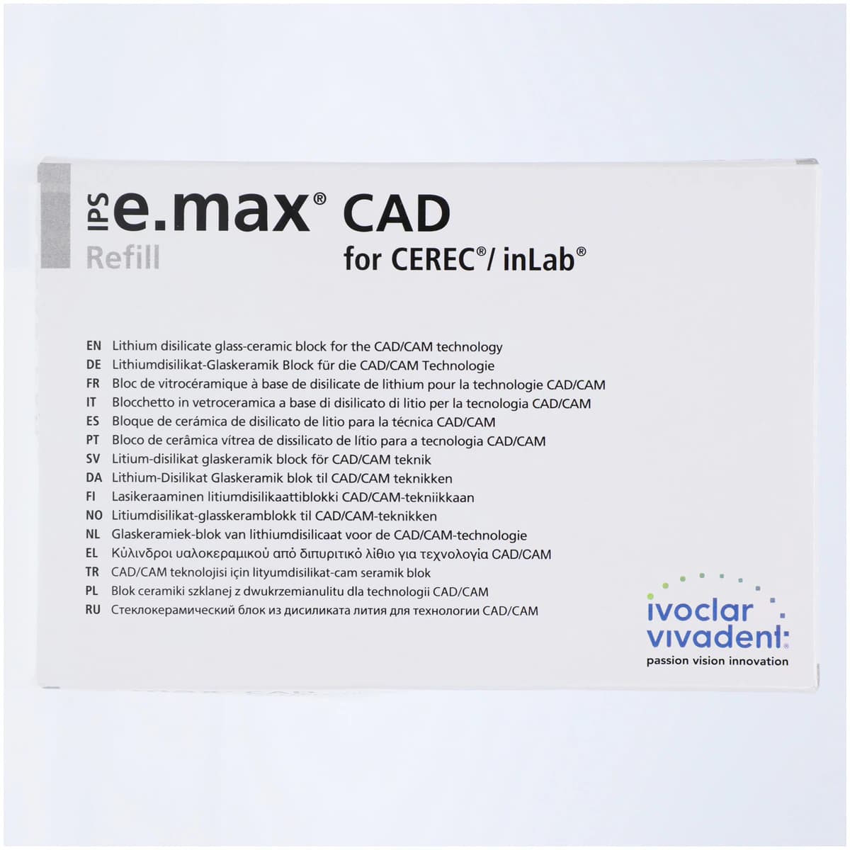 IPS e.max CAD CEREC/inLab HT Block, Shade A3.5, Size I12, High Translucency, 5/Pkg thumbnail 3