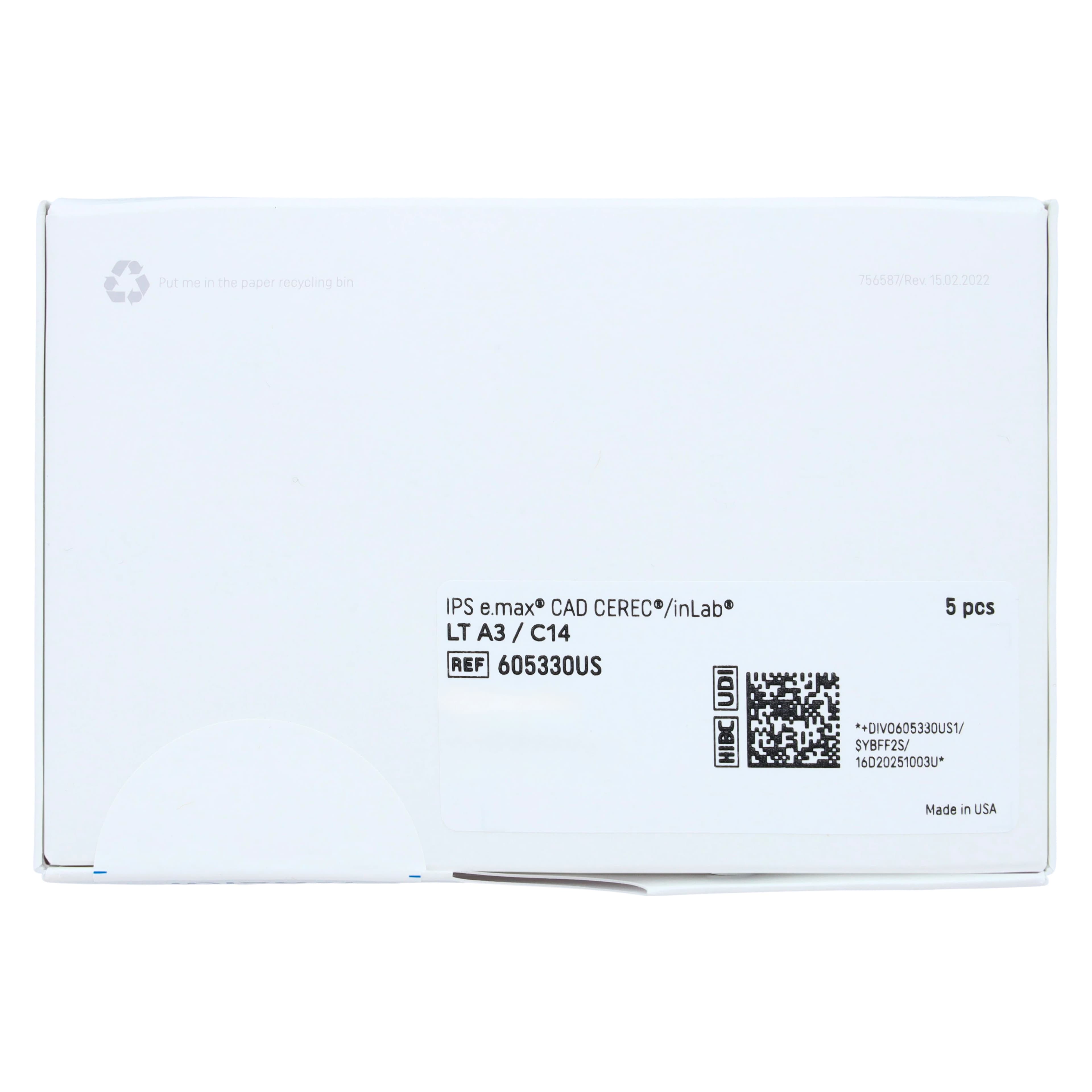 IPS e.max CAD LT (Low Translucency) Milling Blocks, Size C14, Shade A3, 5/Pkg thumbnail 7