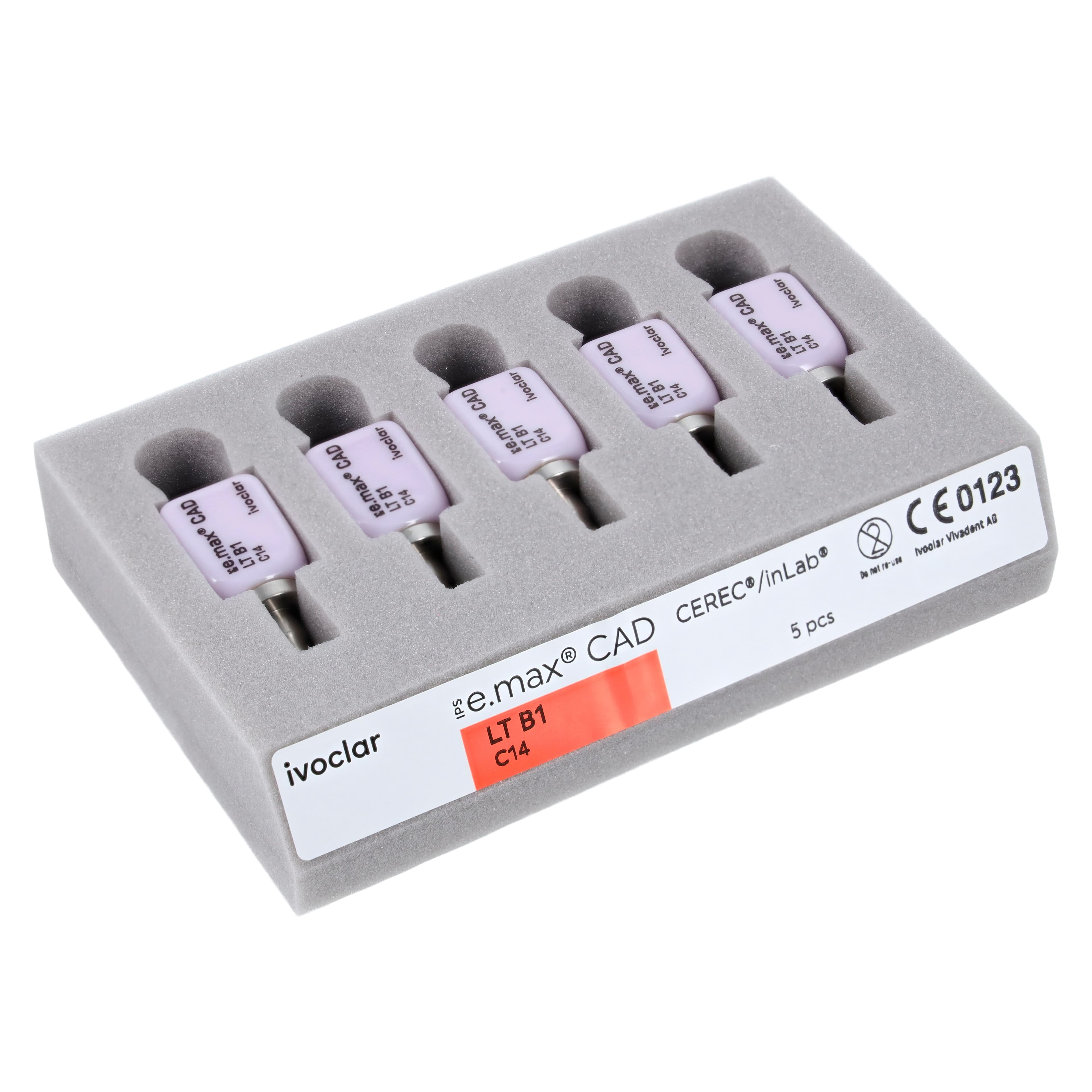 IPS e.max CAD LT (Low Translucency) Milling Blocks, Size C14, Shade B1, for CEREC/inLab, 5/Box thumbnail 2