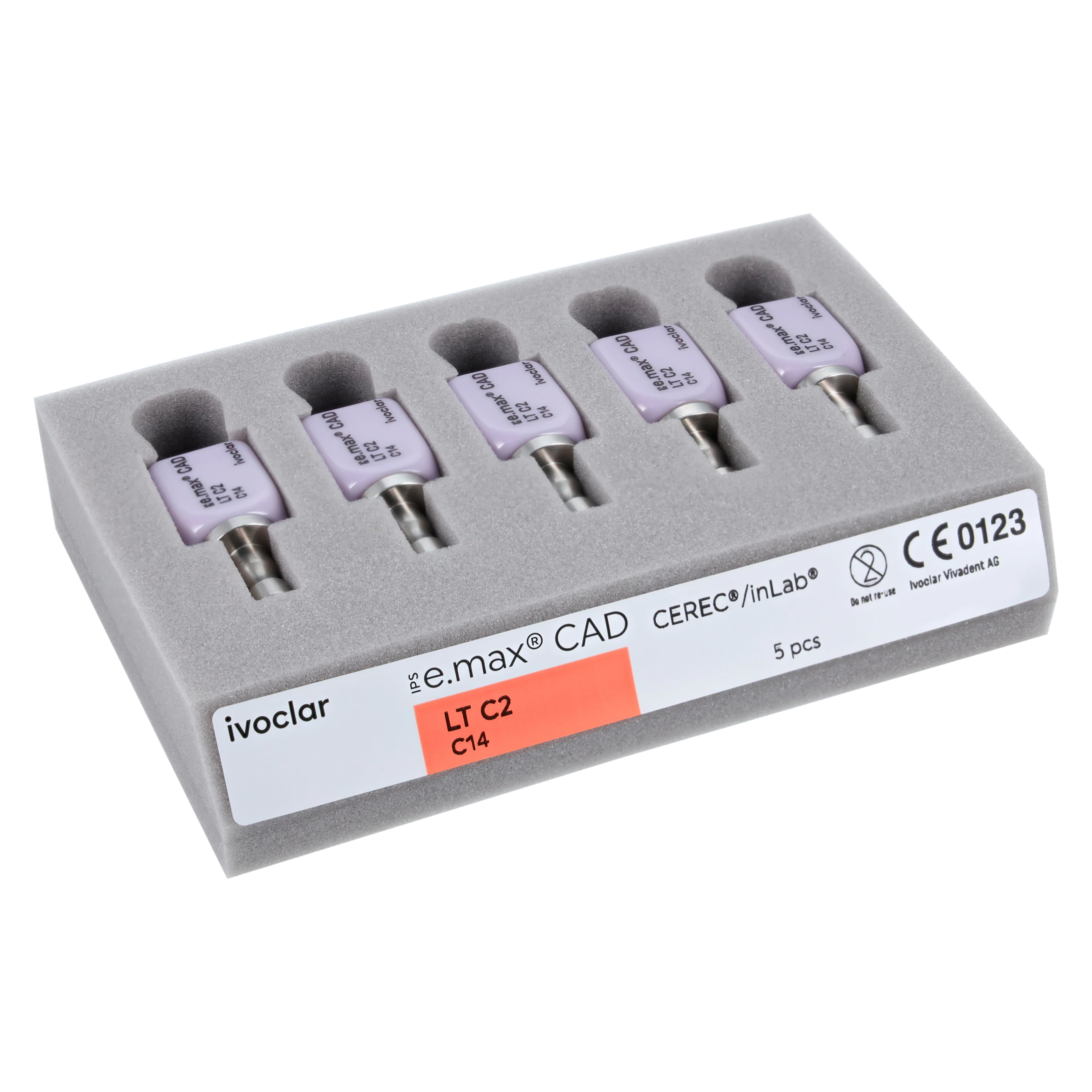 IPS e.max CAD LT (Low Translucency) Milling Blocks, Size C14, Shade C2, for CEREC/inLab, 5/Box thumbnail 2