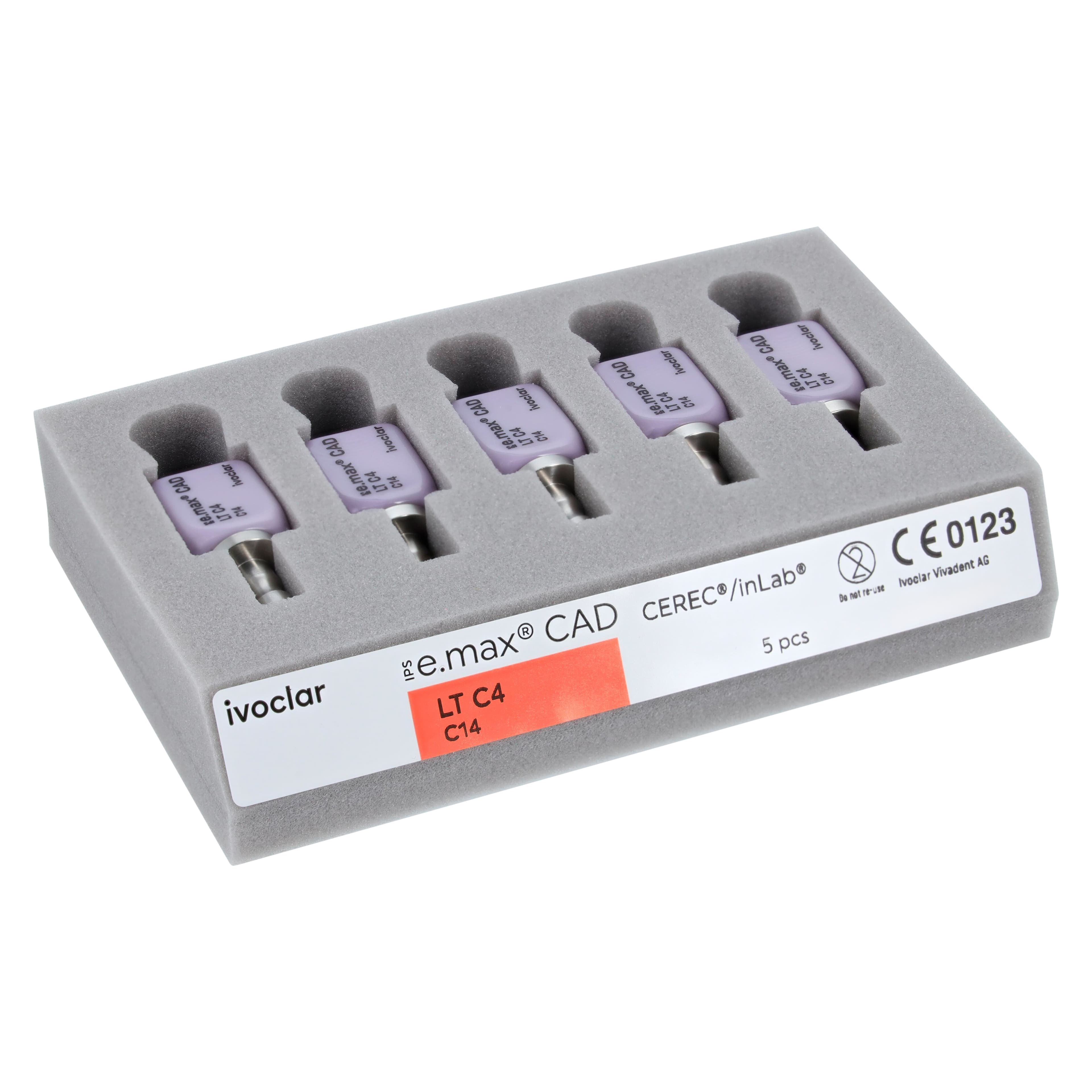 IPS e.max CAD LT (Low Translucency) Milling Blocks, Shade C4, Size C14, for CEREC/inLab, 5/Box thumbnail 3