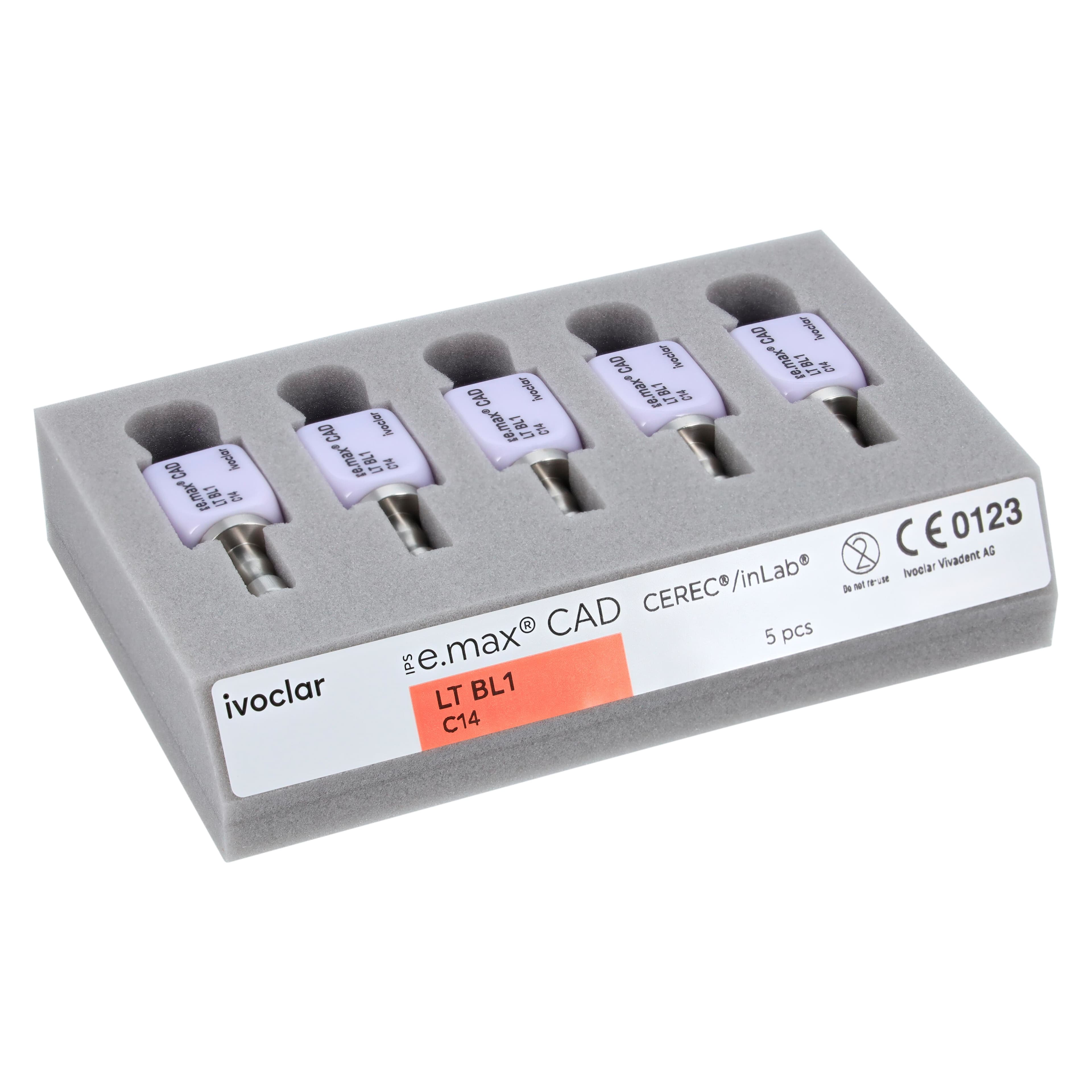 IPS e.max CAD CEREC/inLab LT Block, Shade BL1, Size C14, 5/Pk thumbnail 3