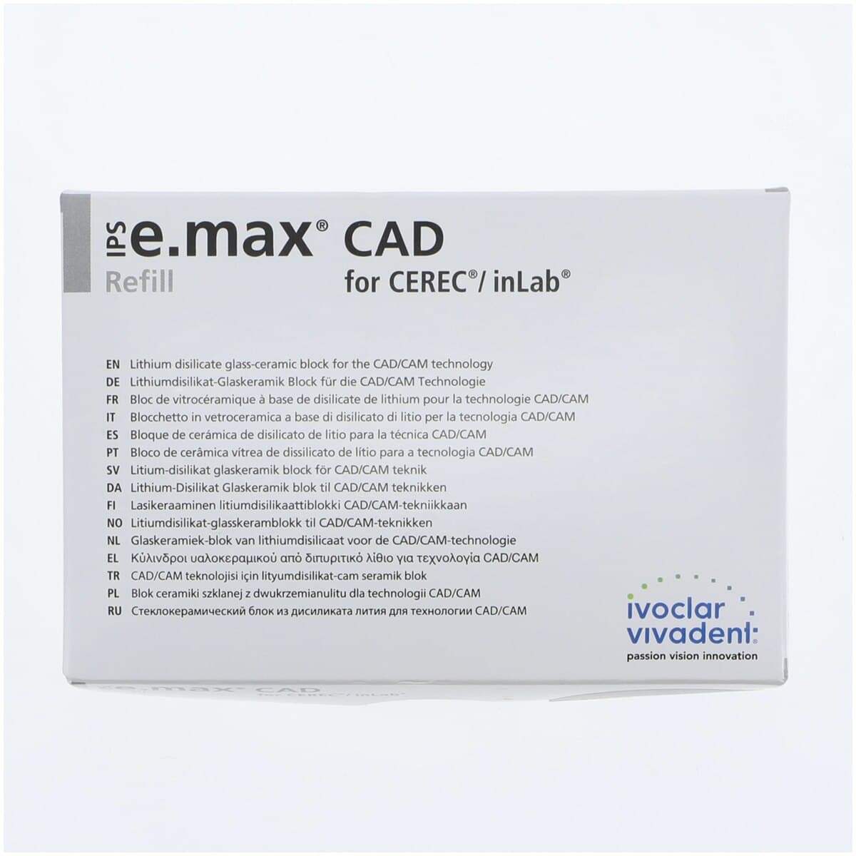 IPS e.max CAD LT CEREC/inLab Milling Block, Shade BL3, Size C14, Low Translucency, 5/Box thumbnail 2