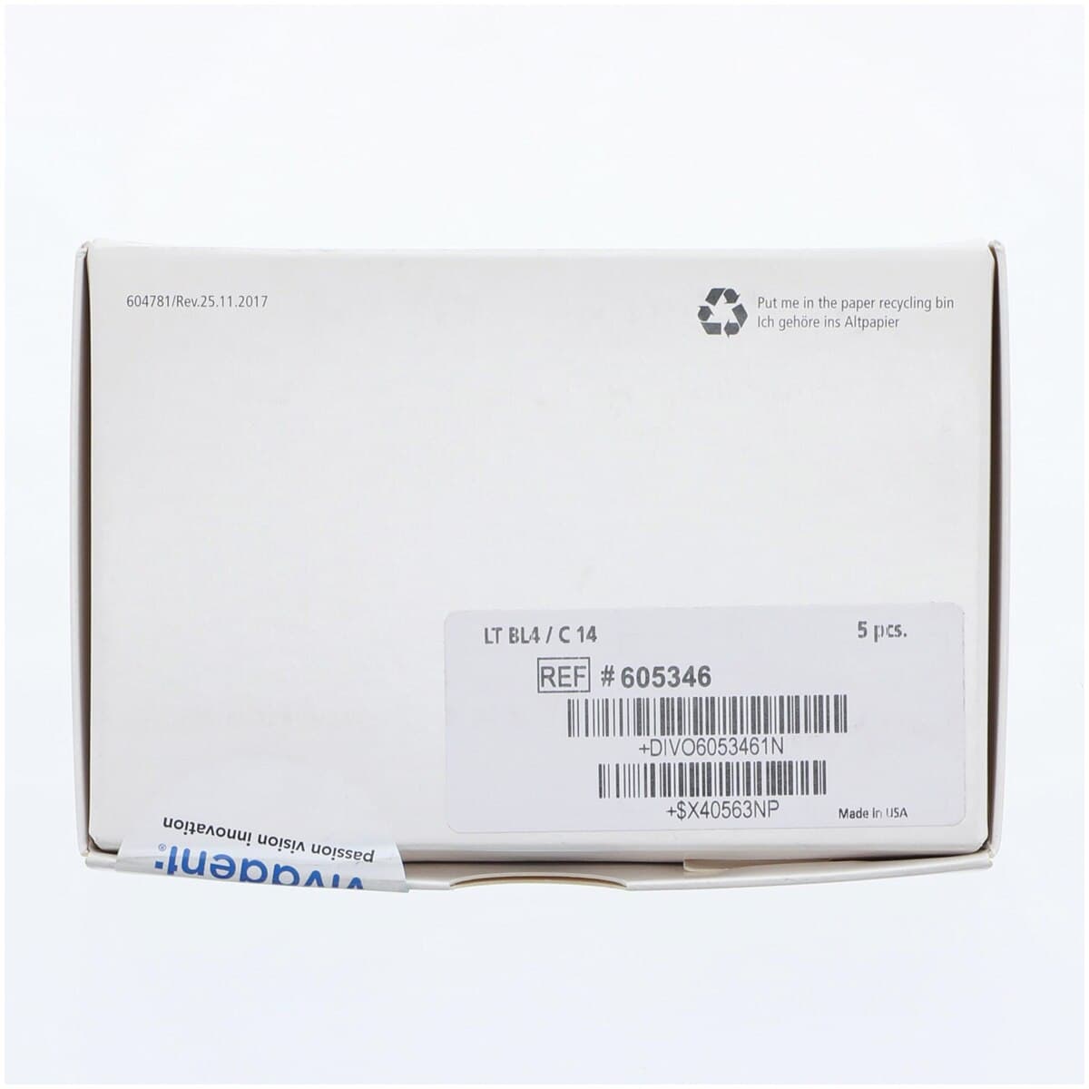 IPS e.max CAD CEREC/inLab LT (Low Translucency) Milling Block, Shade BL4, Size C14, 5/Box thumbnail 6