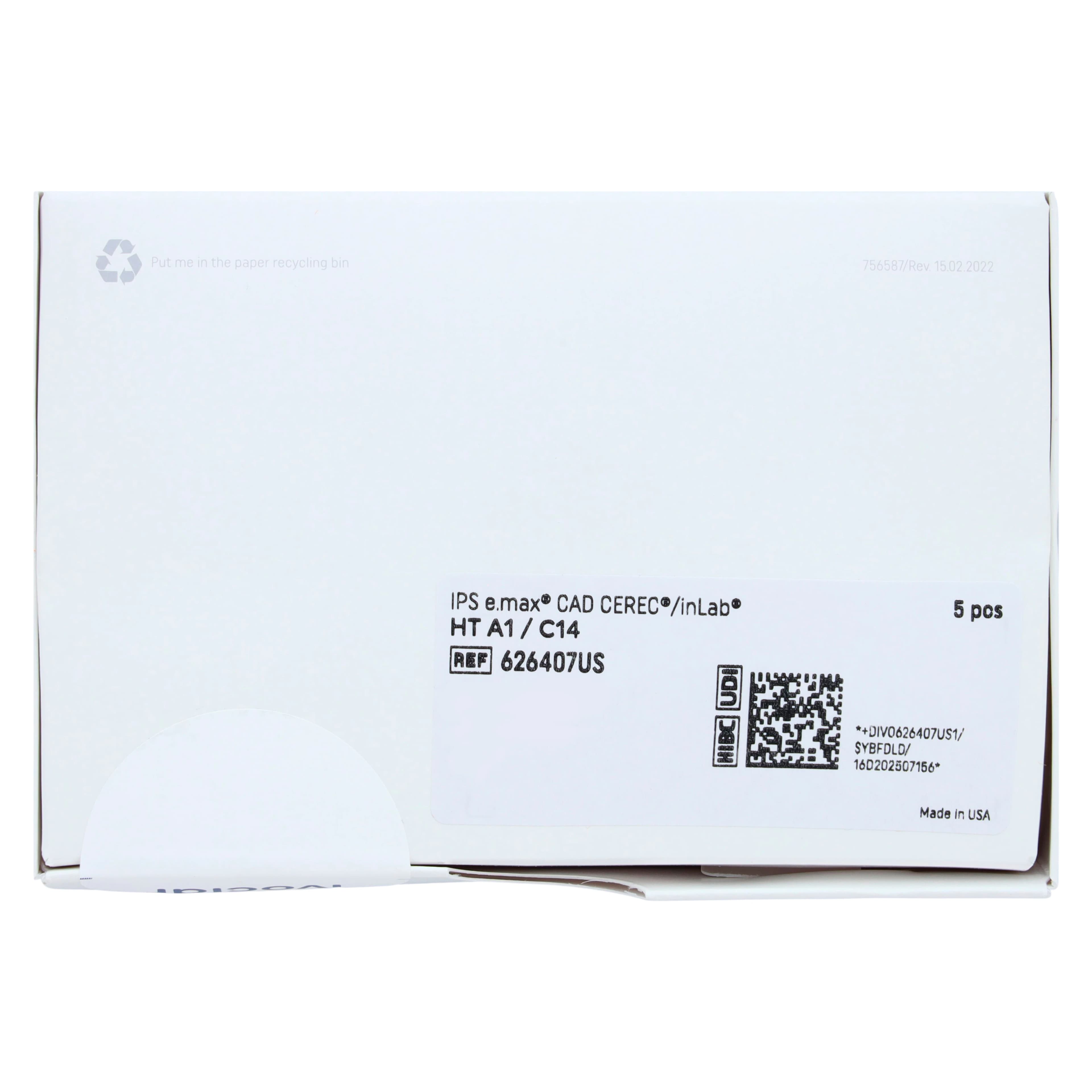 IPS e.max CAD HT (High Translucency) Lithium Disilicate Milling Blocks, Size C14, Shade A1, 5/Box thumbnail 7