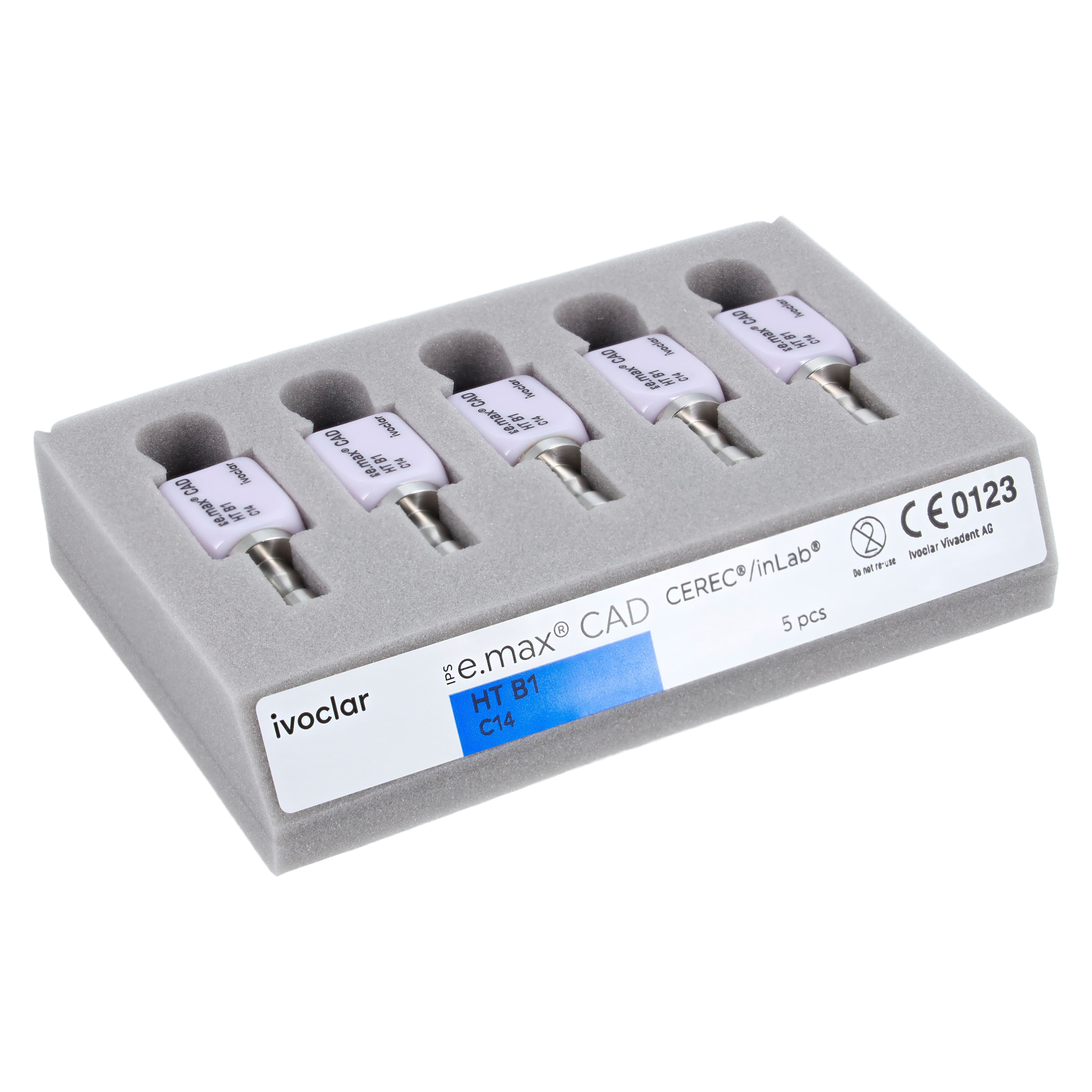 IPS e.max CAD HT CEREC/inLab Milling Block, Shade B1, Size C14, 5/Pkg thumbnail 2