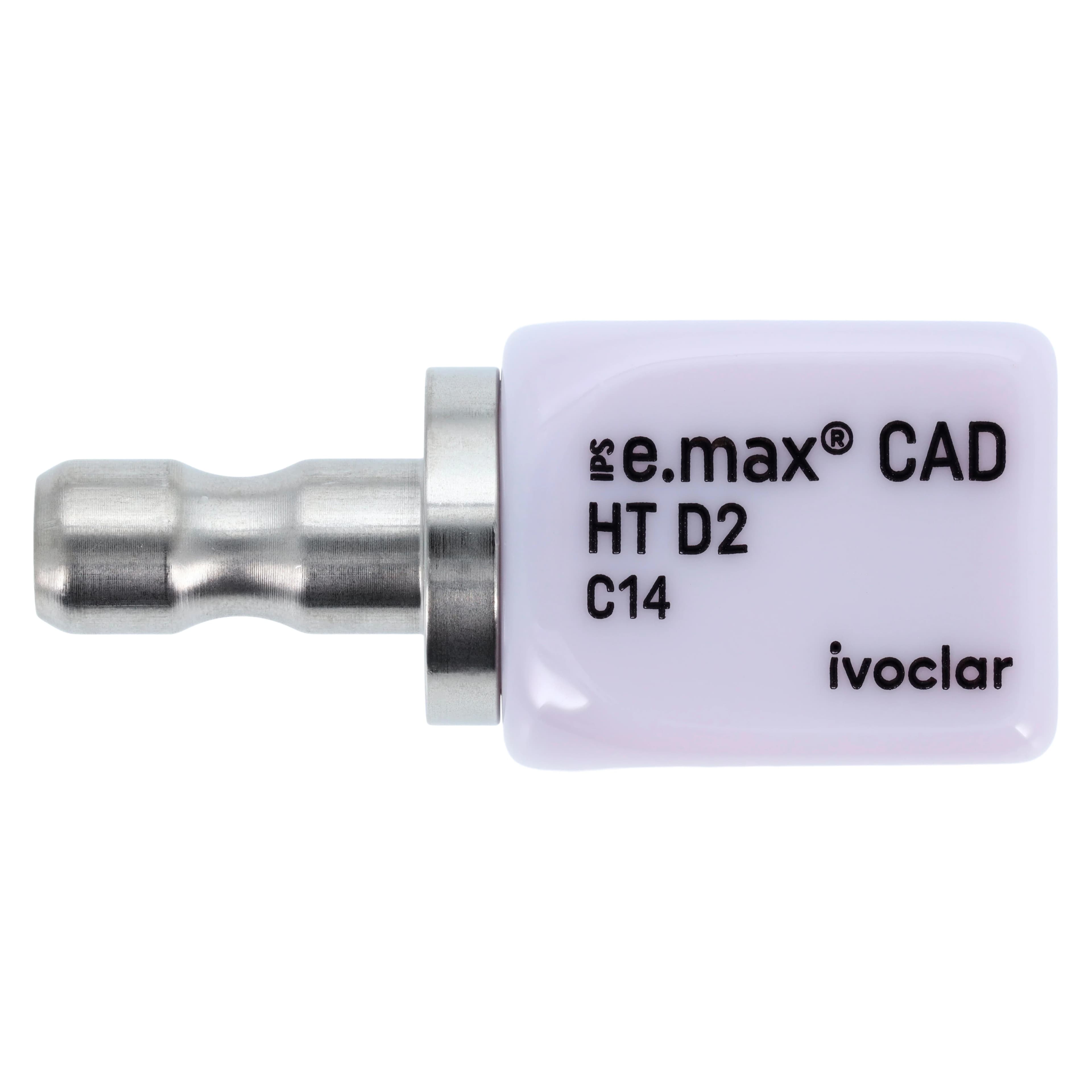 IPS e.max CAD HT (High Translucency) Lithium Disilicate Milling Block, Shade D2, Size C14, for CEREC/inLab, 5/Pkg - IPS e.max CAD CEREC/inLab HT D2 C14 (5) - Image 1