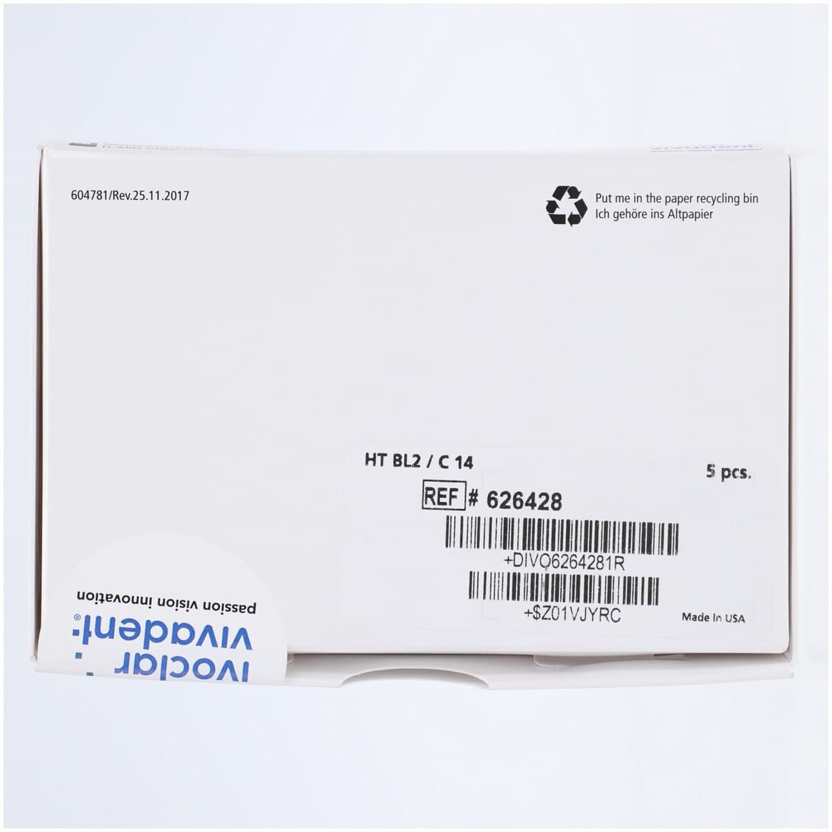 IPS e.max CAD HT Milling Block, High Translucency, Shade BL2, Size C14, for CEREC/inLab, 5/Box thumbnail 7