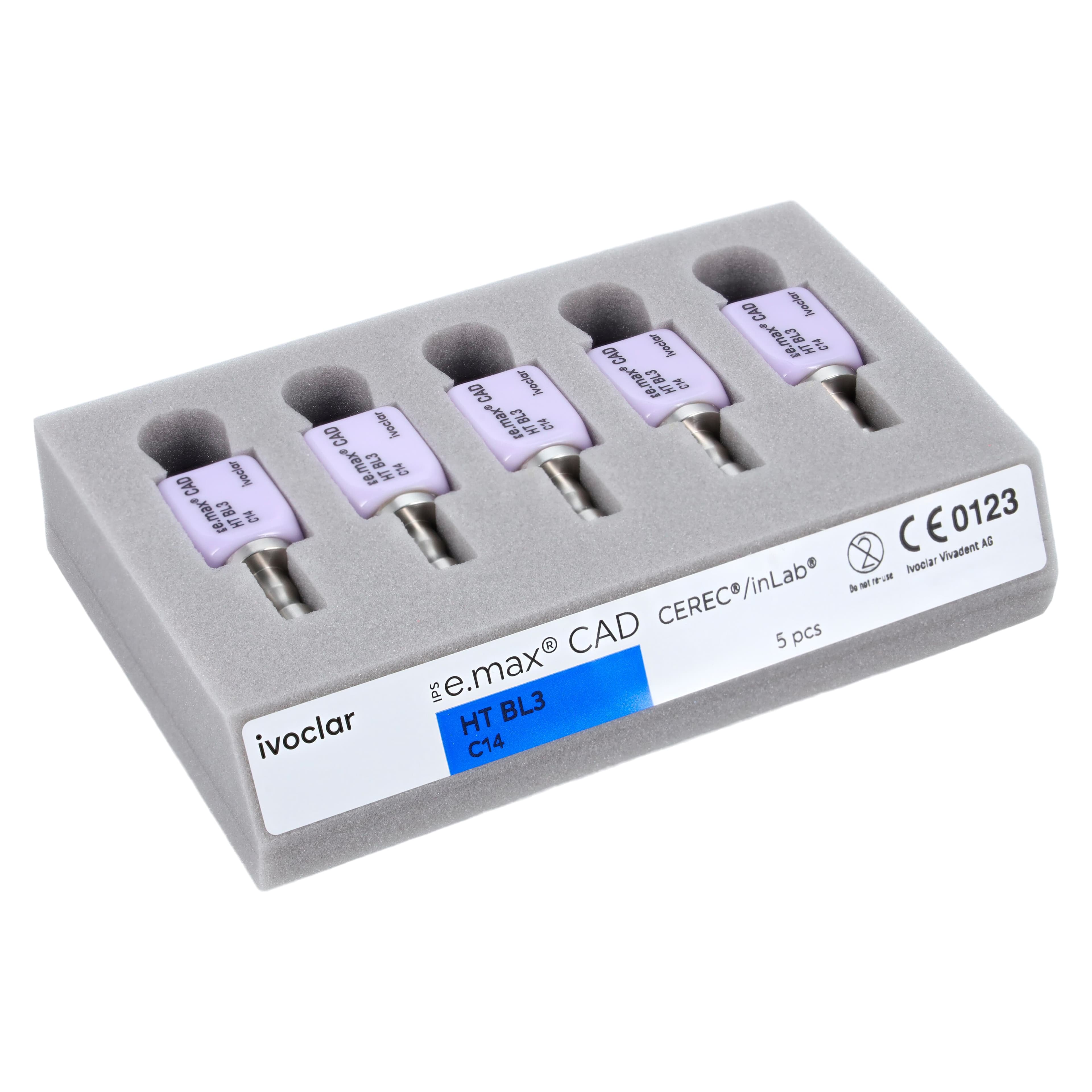 IPS e.max CAD HT (High Translucency) Lithium Disilicate Milling Block, Shade BL3, Size C14, for CEREC/inLab, 5/Box thumbnail 7