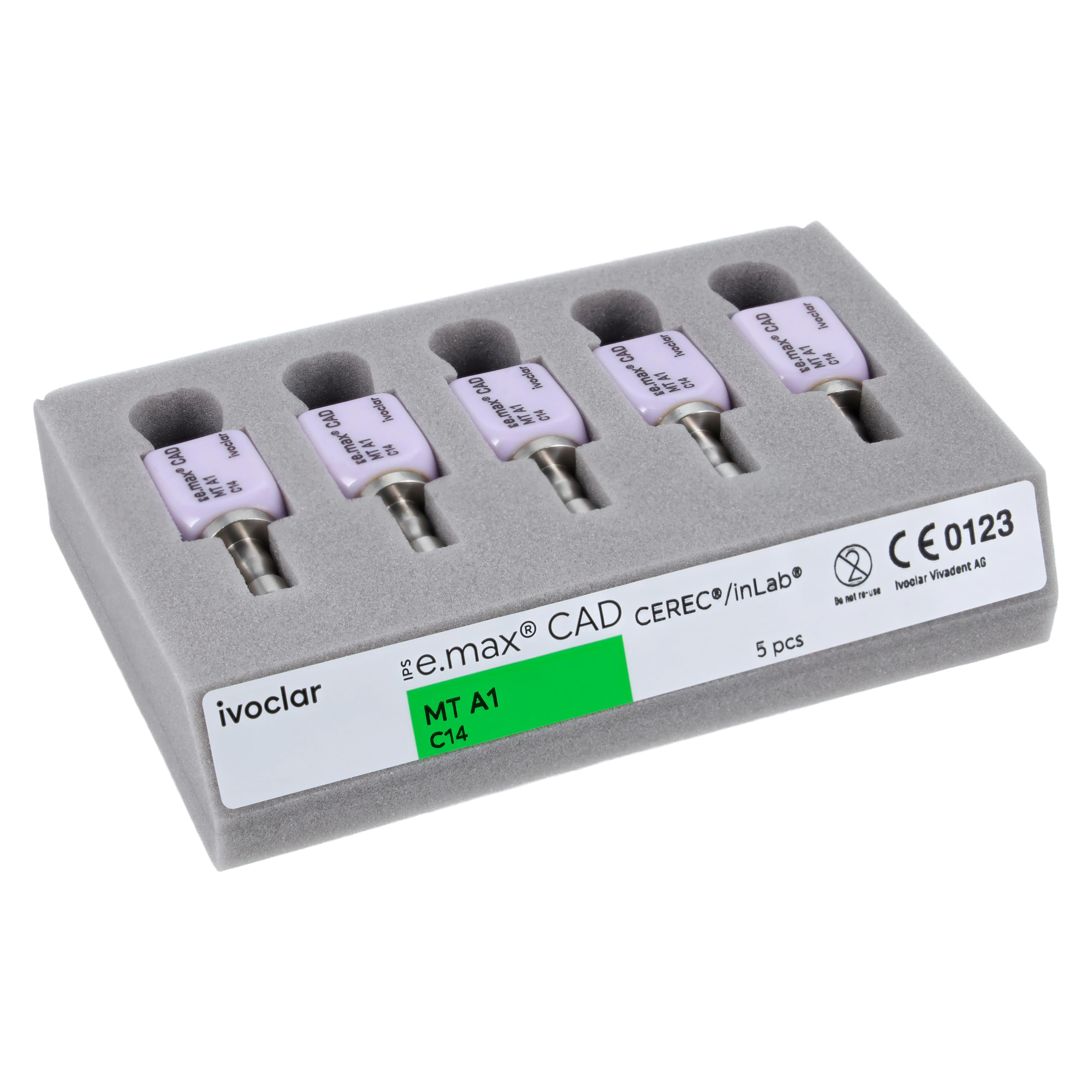 IPS e.max CAD CEREC/inLab MT A1 C14 Lithium Disilicate Milling Blocks, Medium Translucency, Shade A1, 5/Box thumbnail 8