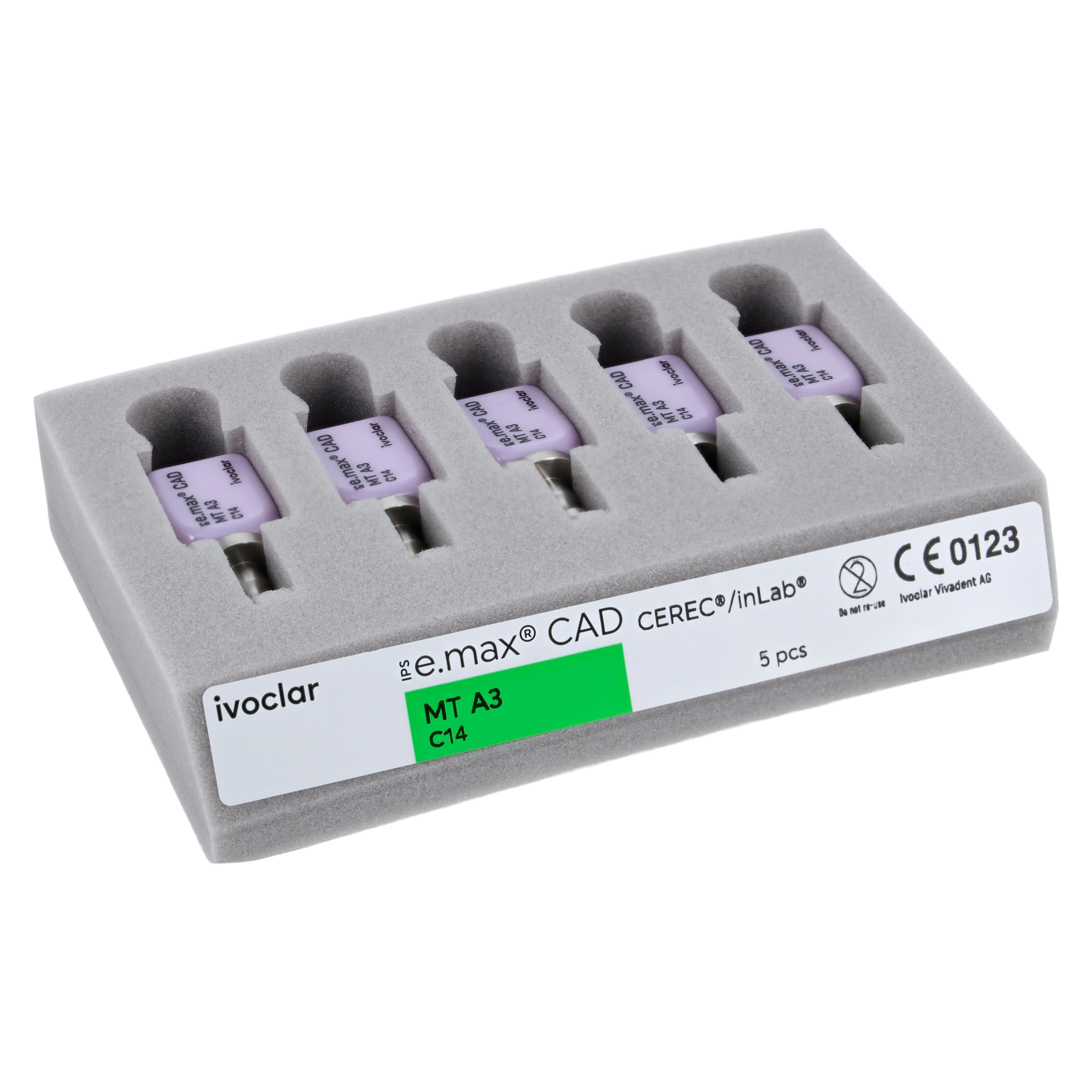 IPS e.max CAD MT (Medium Translucency) Lithium Disilicate Milling Blocks, C14, Shade A3, 5/Box thumbnail 9