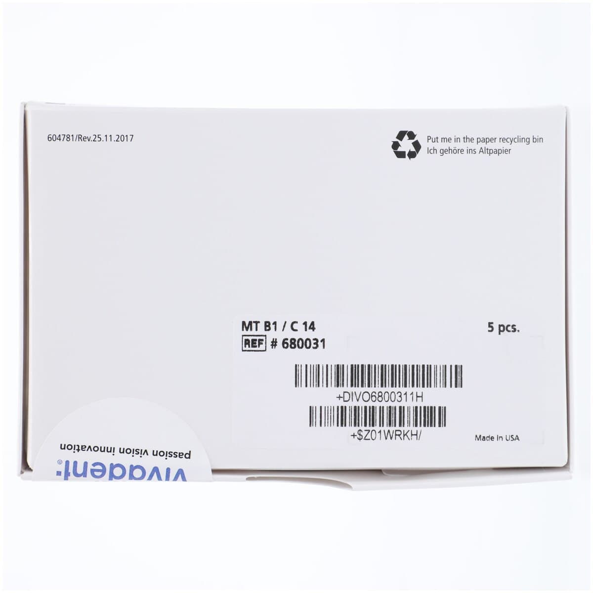 IPS e.max CAD MT (Medium Translucency) Lithium Disilicate Milling Blocks, Shade B1, Size C14, 5/Box thumbnail 9