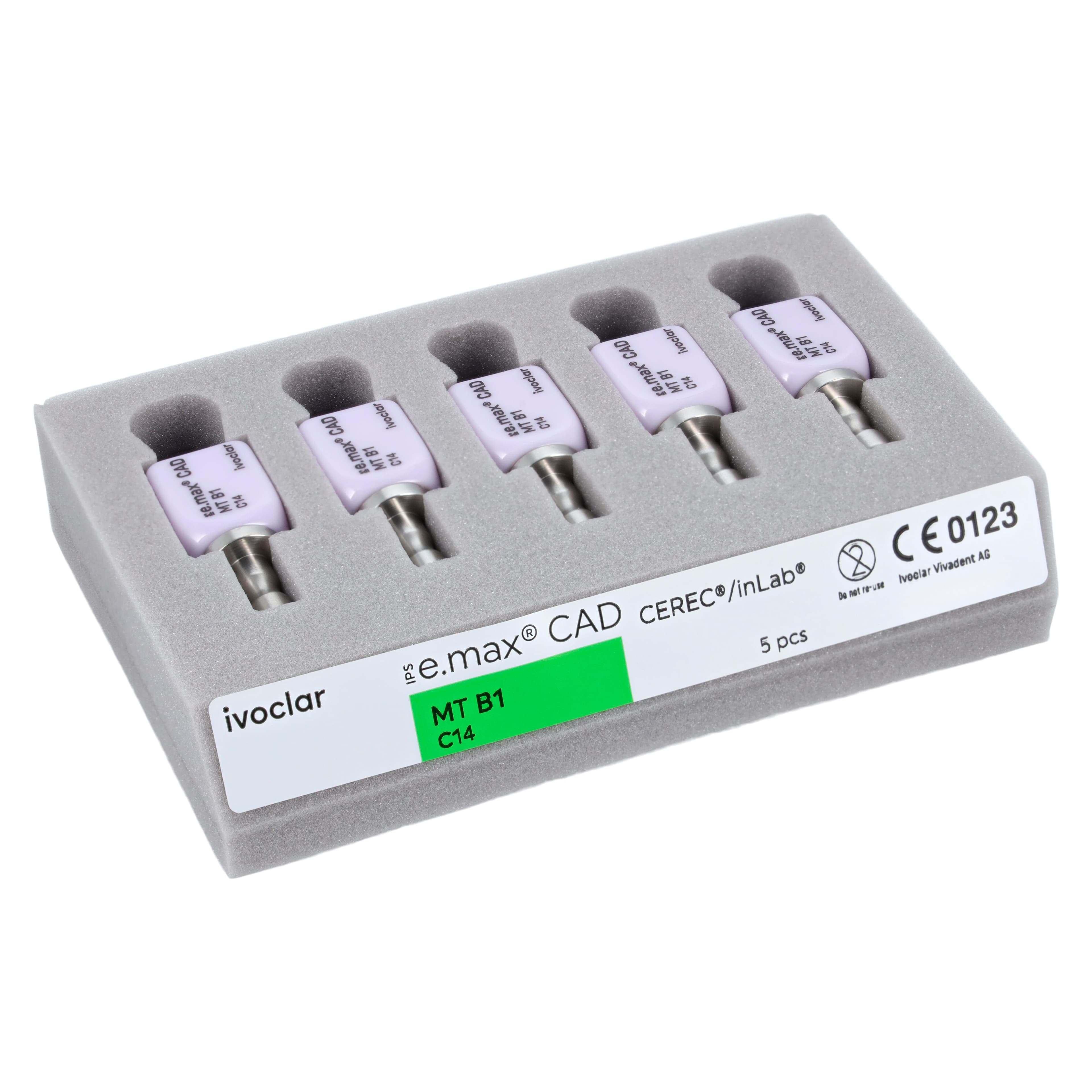 IPS e.max CAD MT (Medium Translucency) Lithium Disilicate Milling Blocks, Shade B1, Size C14, 5/Box thumbnail 4