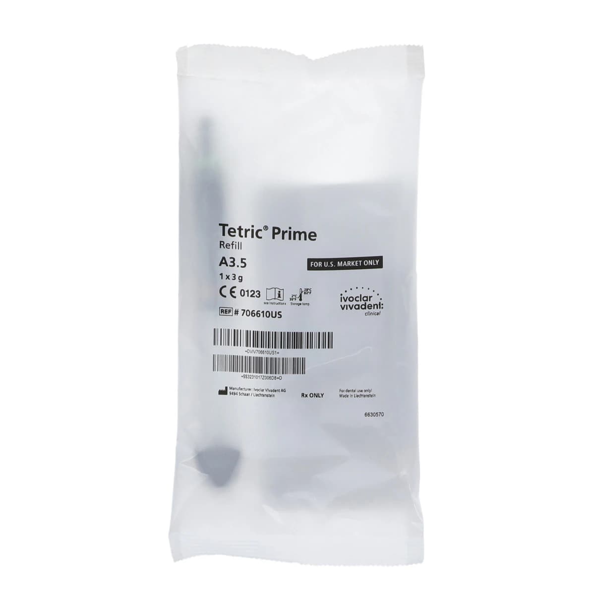 Tetric Prime Universal Composite Refill Syringe, Shade A3.5, 3 g, 1/Pk, 706610WW - Tetric Prime 3 gm Syringe Refill, Shade A3.5, 1/Pk - Image 1
