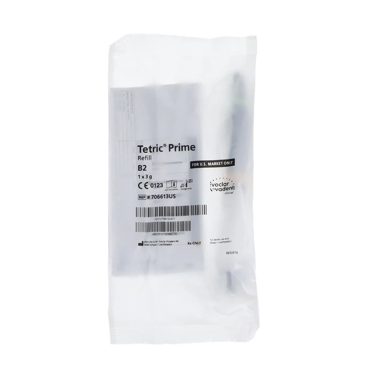 Tetric Prime Universal Composite Refill Syringe, Shade B2, 3 g, 1/Pk, 706613WW - Tetric Prime 3 gm Syringe Refill, Shade B2, 1/Pk - Image 1