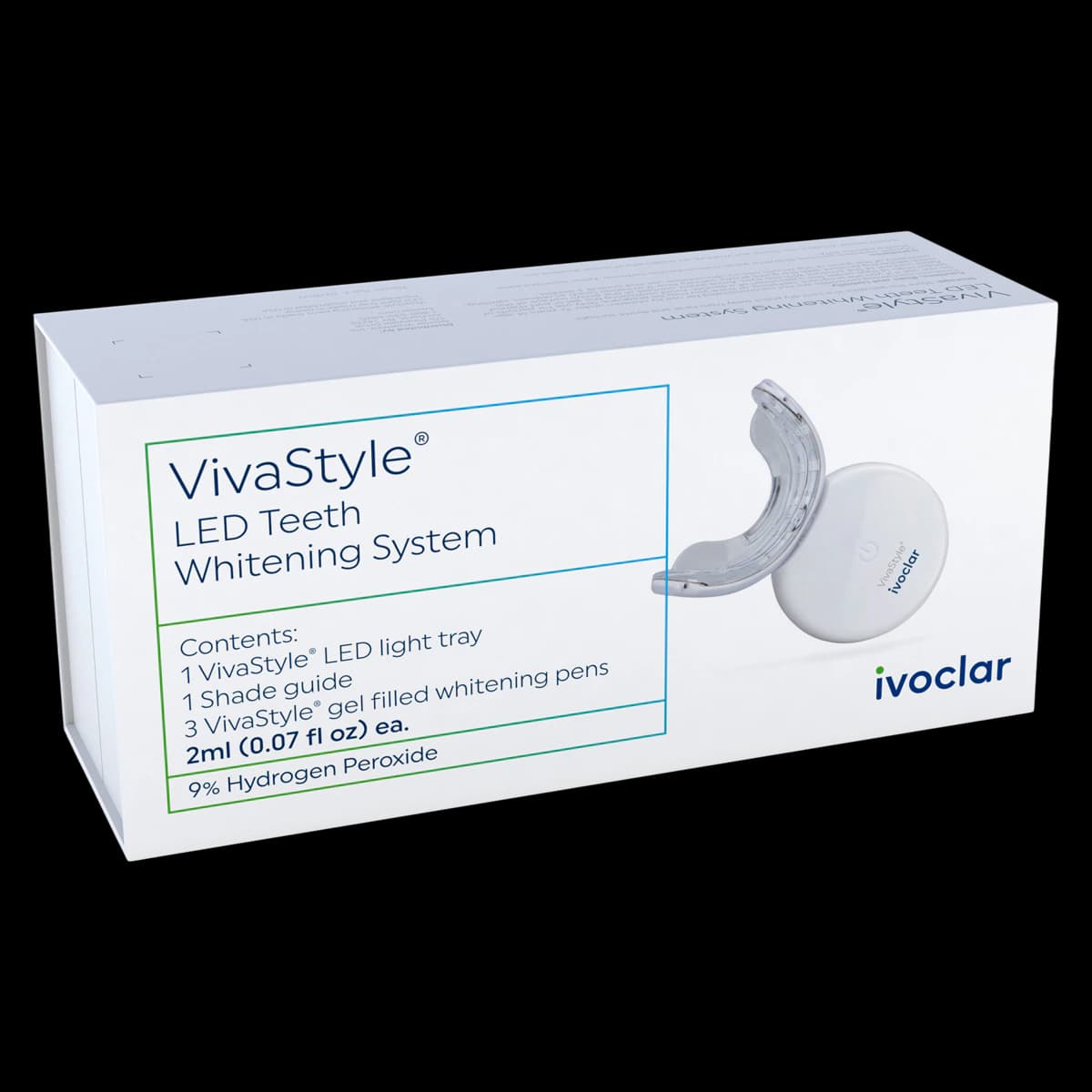 VivaStyle® Take-Home LED Teeth Whitening System Kit, 9% Hydrogen Peroxide, 1 LED Light, 3 Whitening Pens, 1 Shade Guide, 756342 - VivaStyle® Take-Home LED Teeth Whitening System 9% Hydrogen Peroxide Kit - Image 1