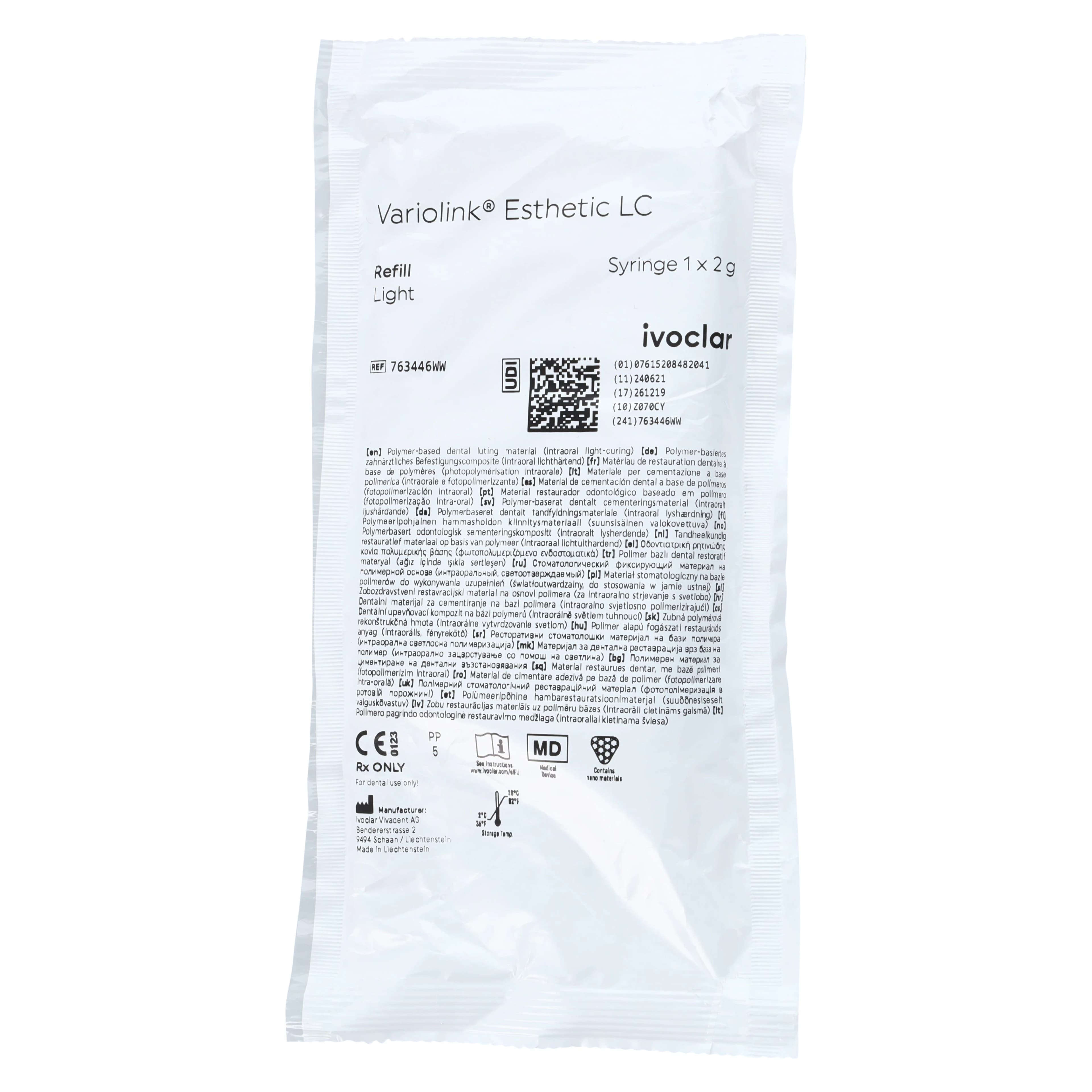Variolink Esthetic LC Light-Cure Luting Cement Refill, Light, 2g Syringe, 763446WW thumbnail 6