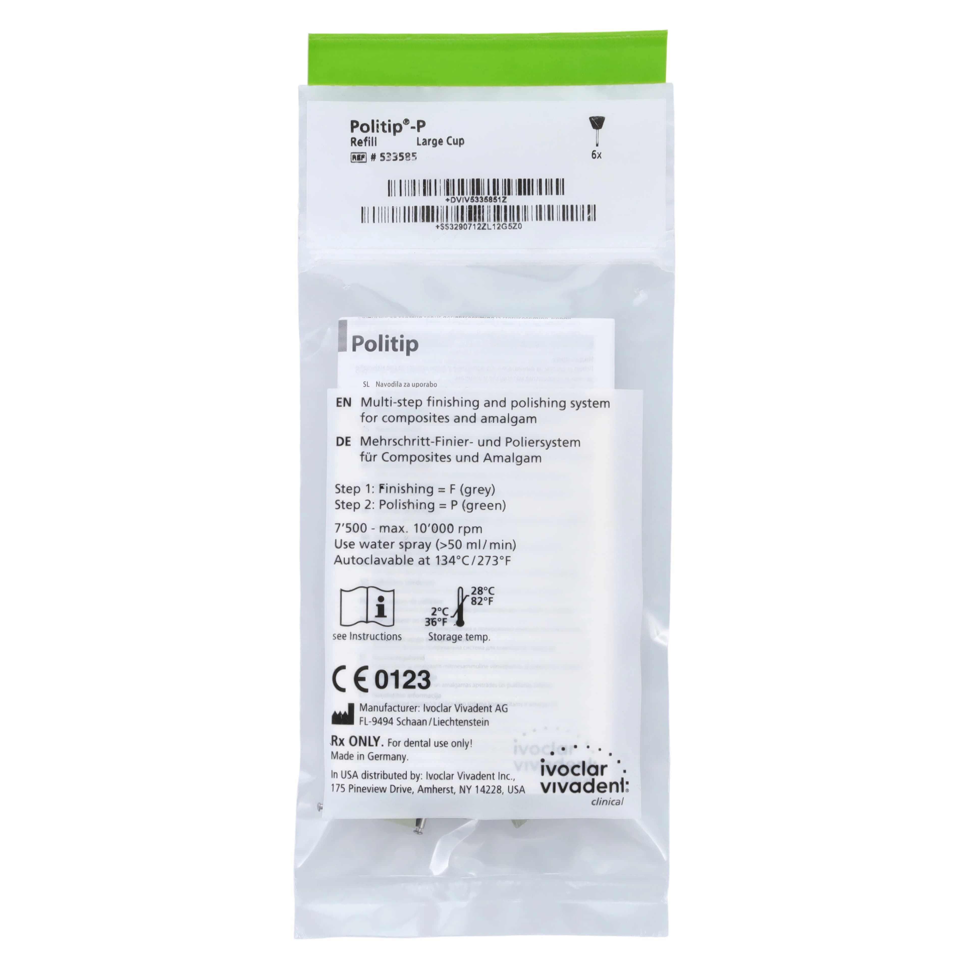 Ivoclar Vivadent Politip-P Polishers, Green, Large Cup, 6/Pkg, 533585 thumbnail 2