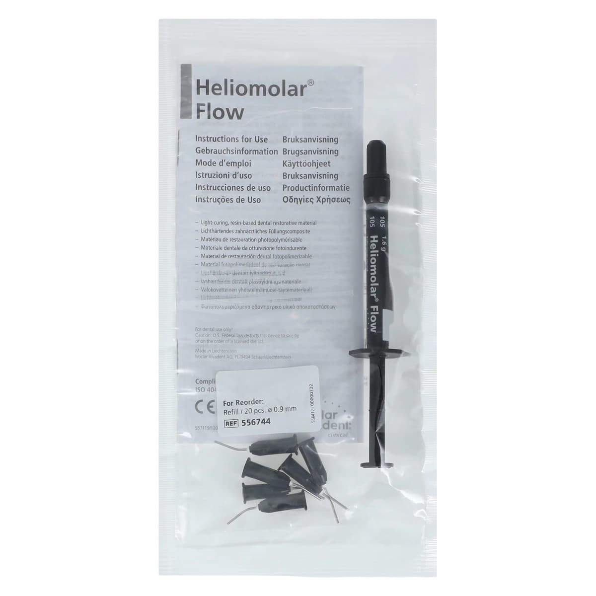 Heliomolar Flow Flowable Composite, Shade 105, 1.6 g Syringe Refill, 5 Applicator Tips, 557029AN thumbnail 2