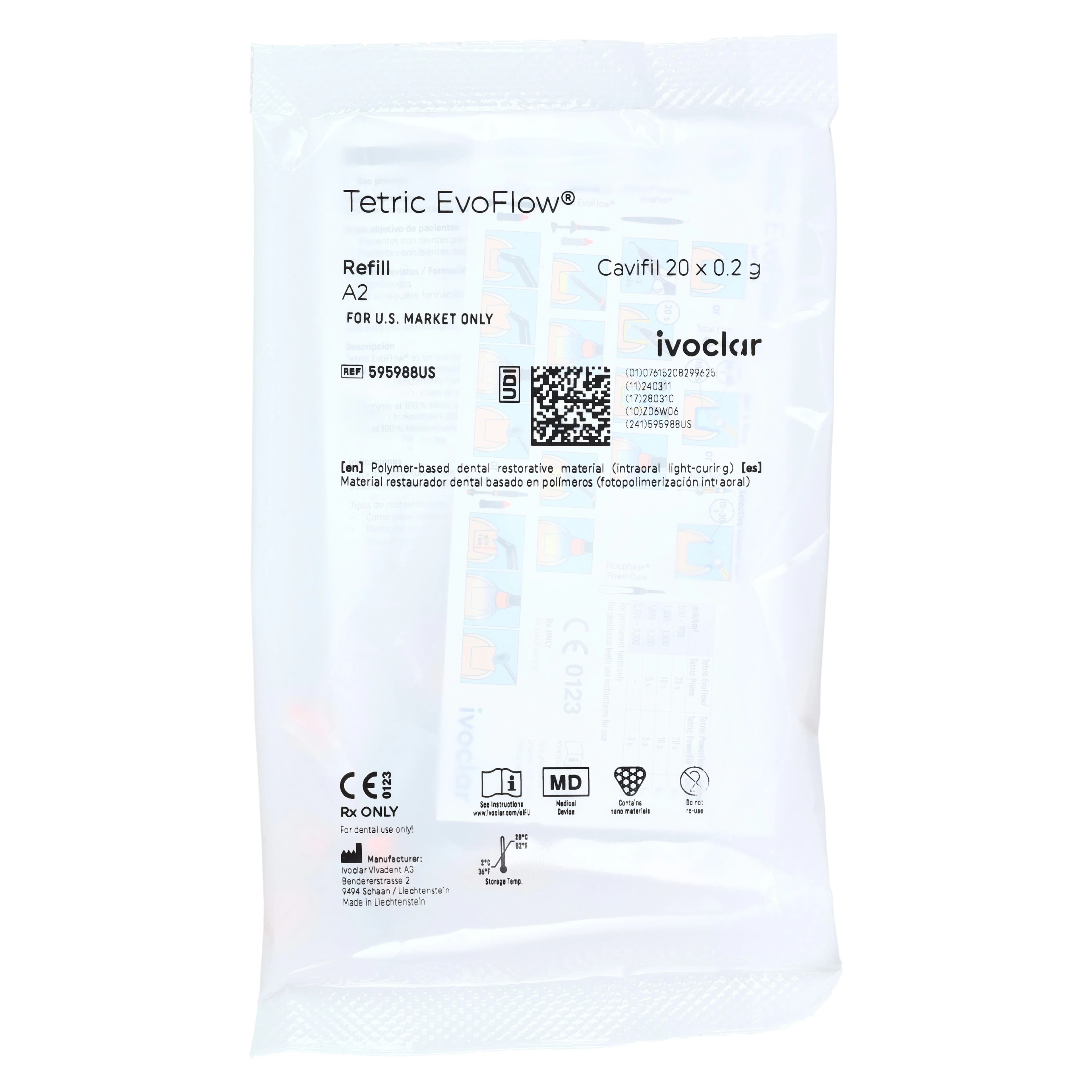Tetric EvoFlow Flowable Composite Refill, Shade A2, 0.2 g Cavifil, 20/Pack, 595988US thumbnail 2
